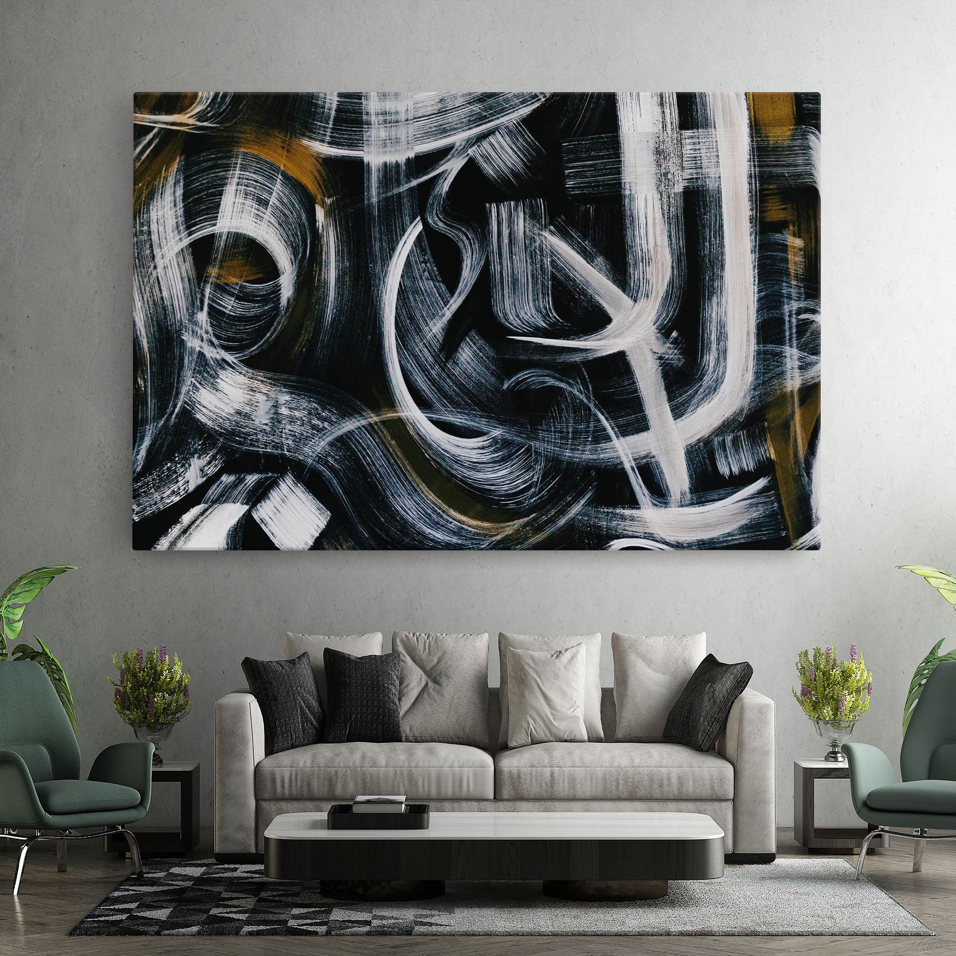 Tablou Canvas White Brush Lines mockup 7