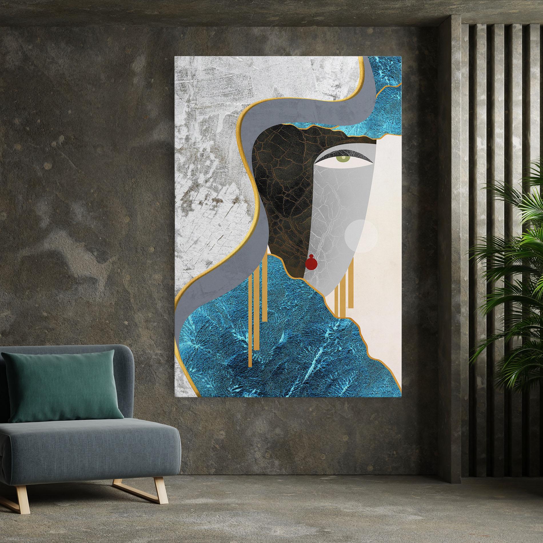 Tablou Canvas Abstract Blue Face mockup 7