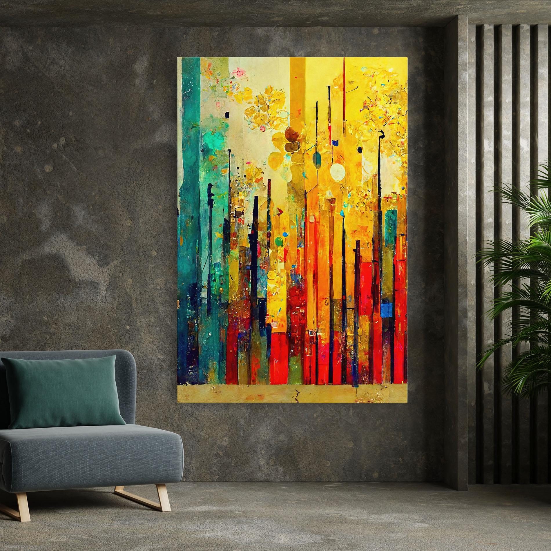 Tablou Canvas Black Lines On Yellow Light mockup 7