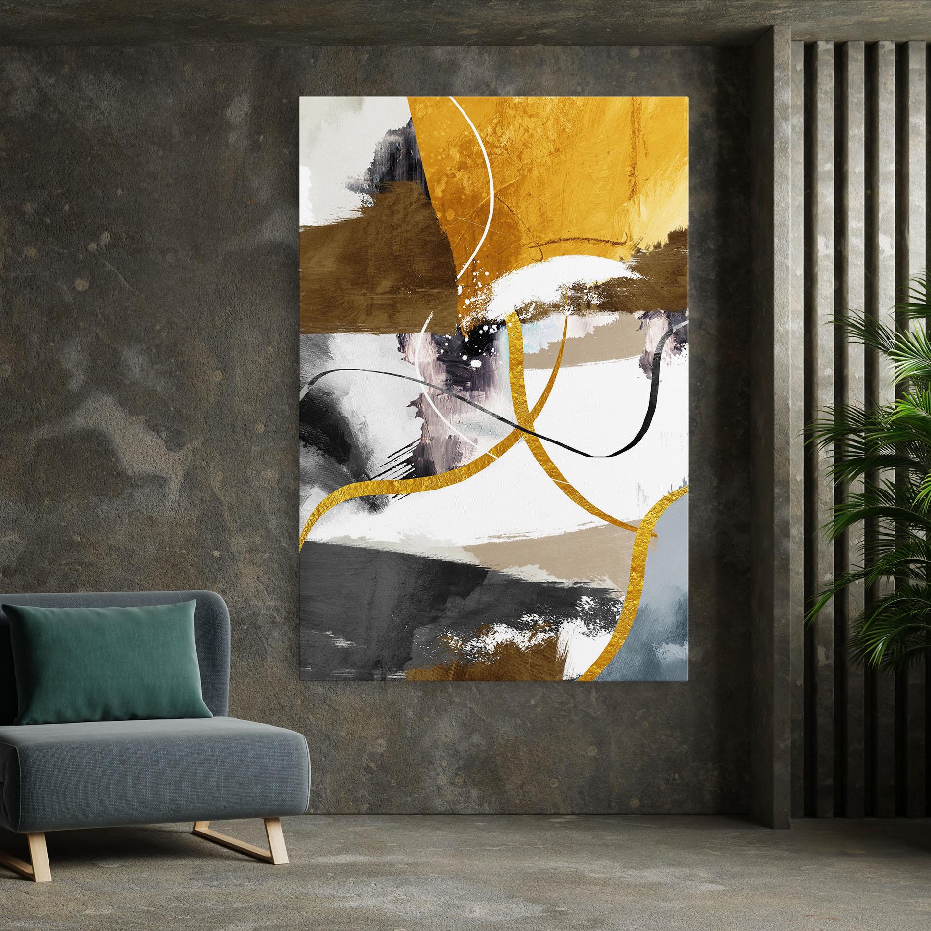 Tablou Canvas Chaotic Golden Painting mockup 7