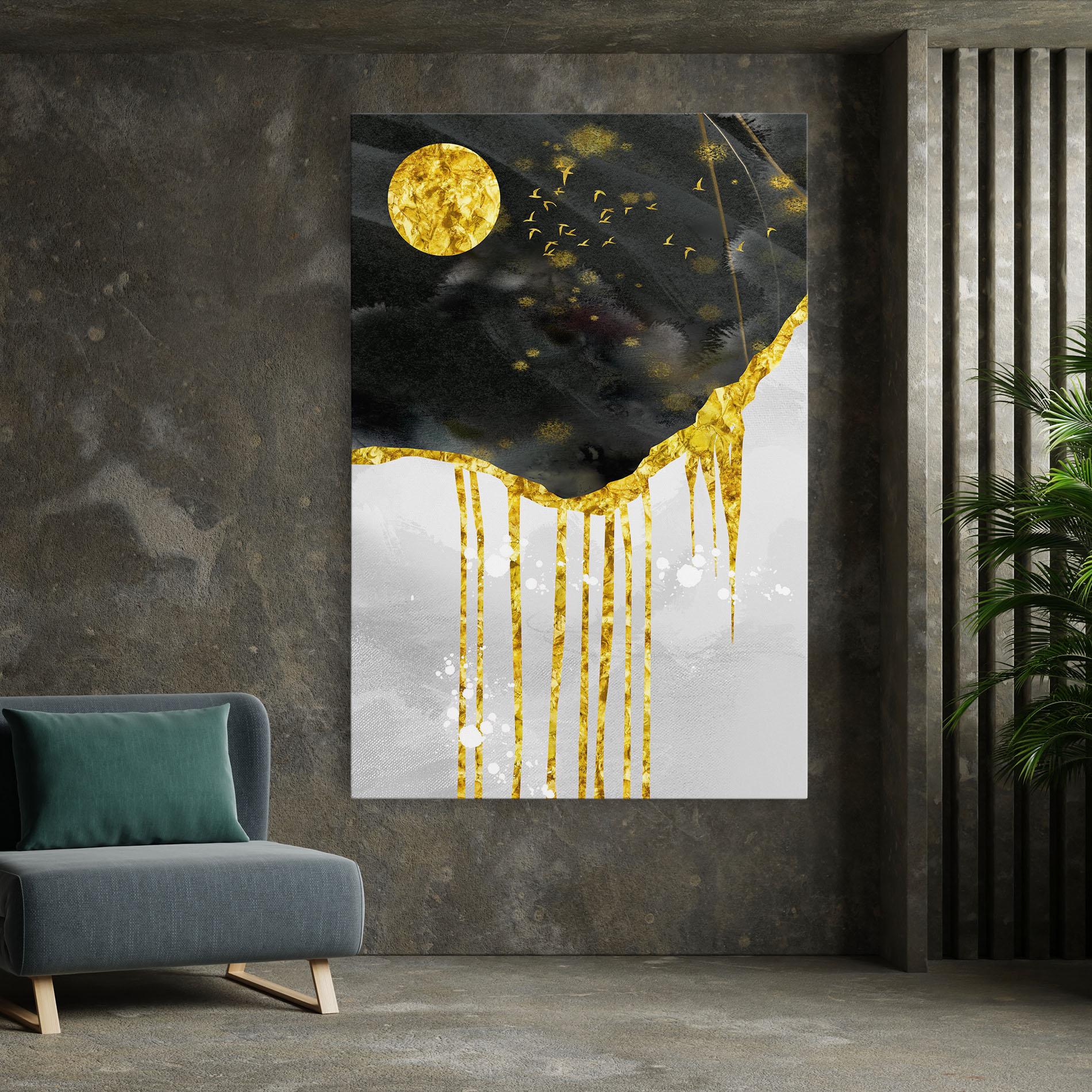 Tablou Canvas Gold Moon And Birds mockup 7