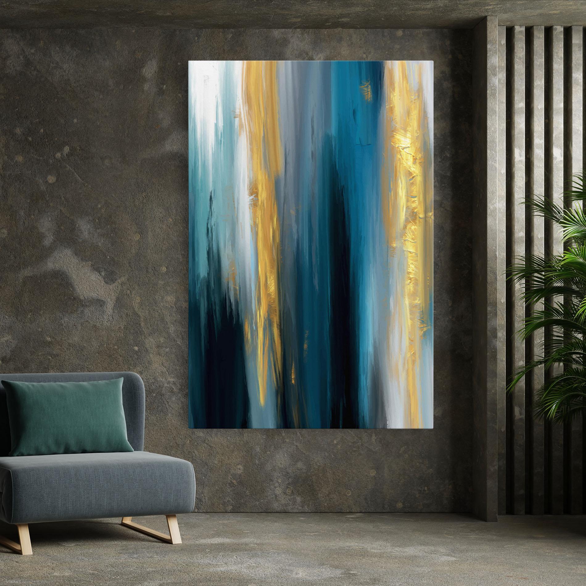 Tablou Canvas Golden Black Blue Art mockup 7