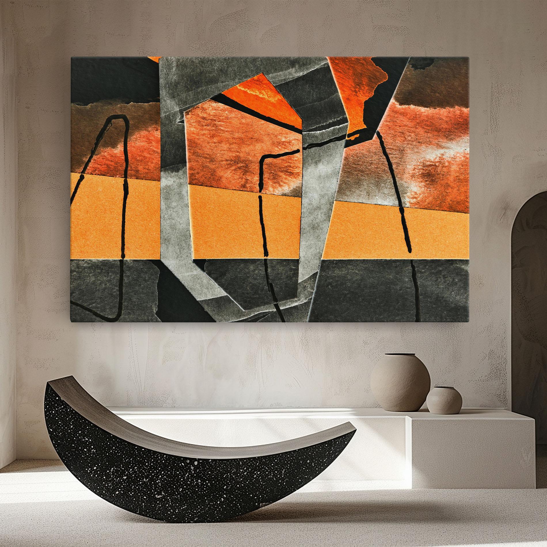 Tablou Canvas Abstract Grey Orange mockup 8