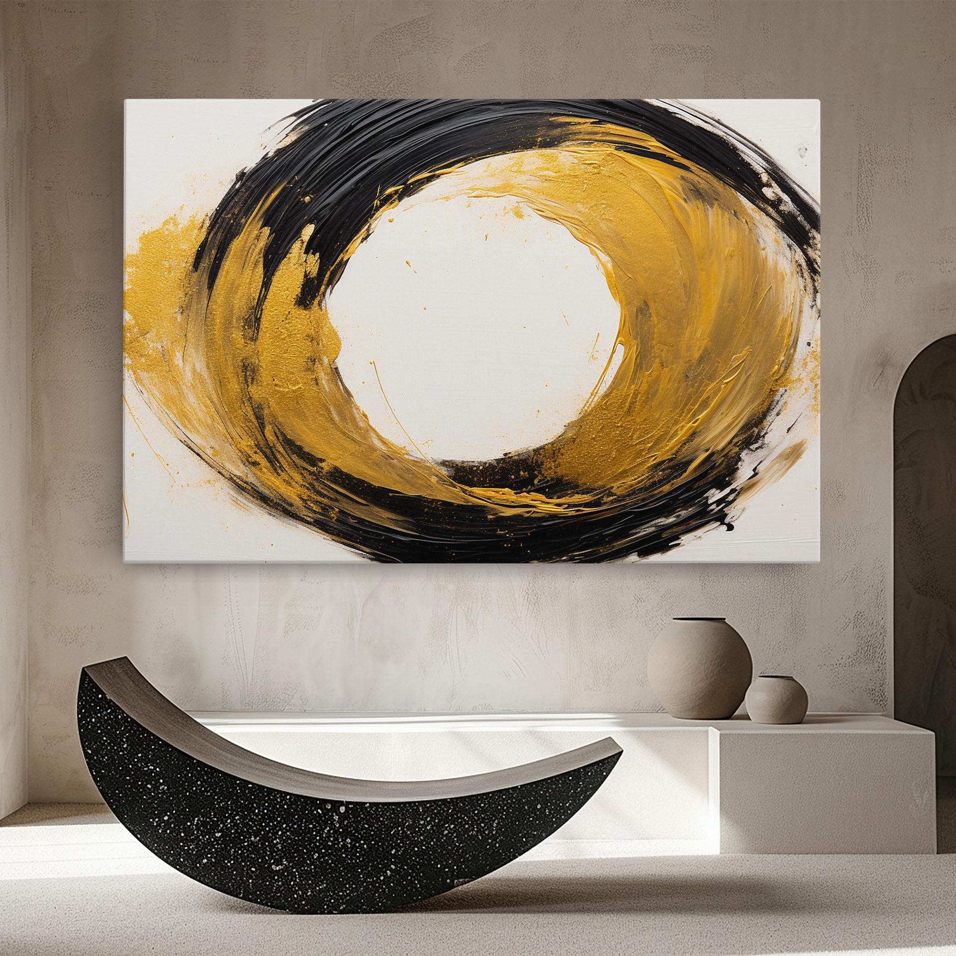 Tablou Canvas Circle From Gold And Black mockup 8