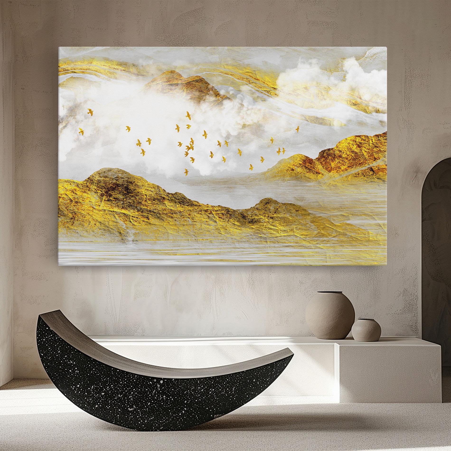 Tablou Canvas Gold Mountains Abstract mockup 8