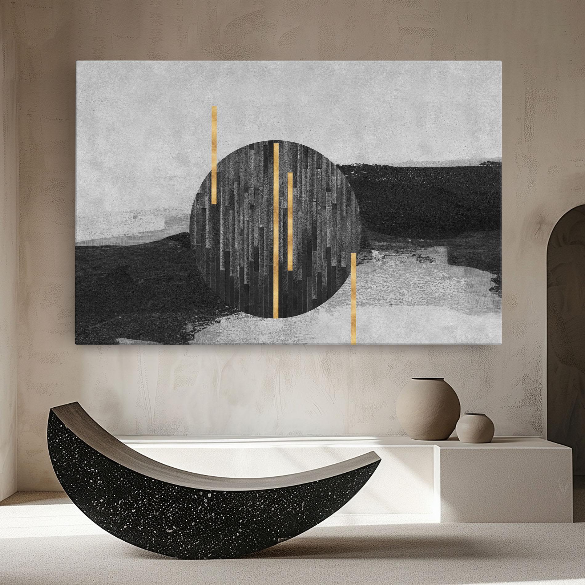 Tablou Canvas Modern Circle With Gold mockup 8