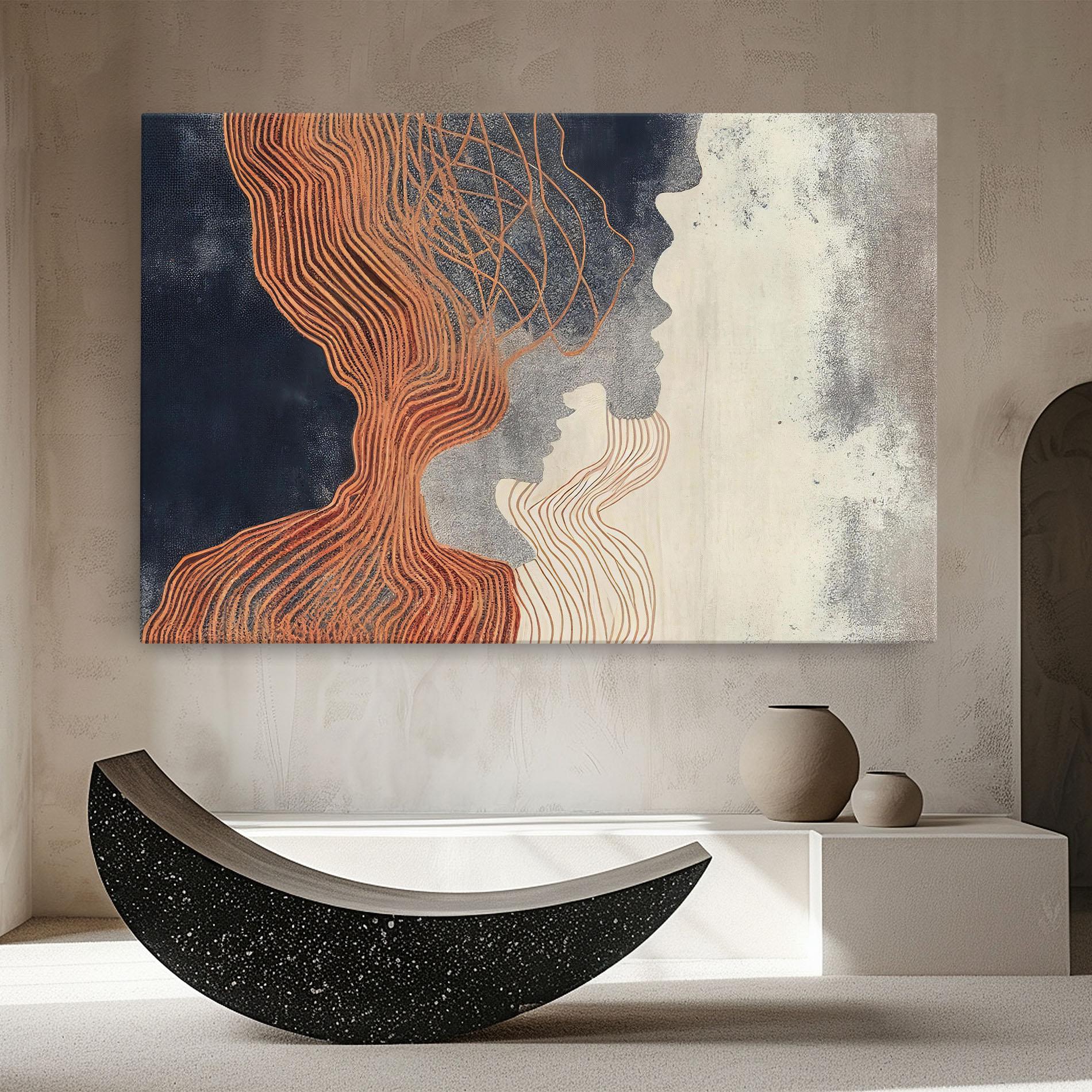 Tablou Canvas Orange Lines On Blue mockup 8