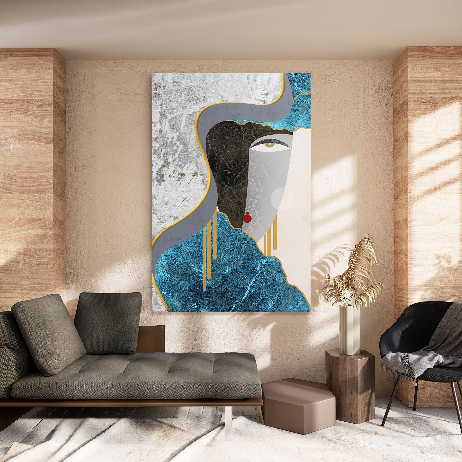 Tablou Canvas Abstract Blue Face mockup 8