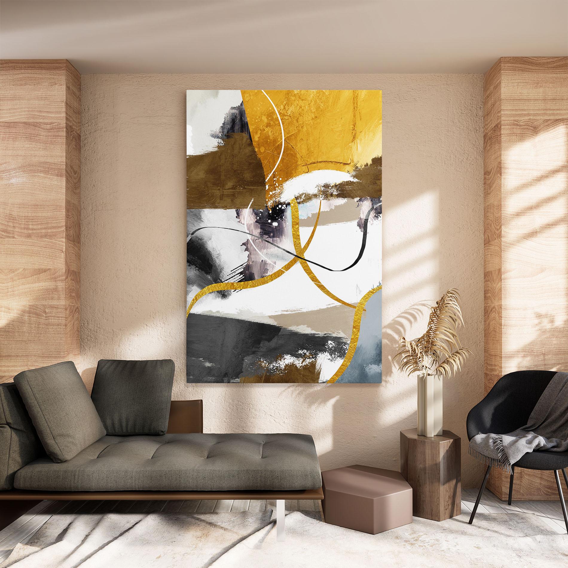 Tablou Canvas Chaotic Golden Painting mockup 8