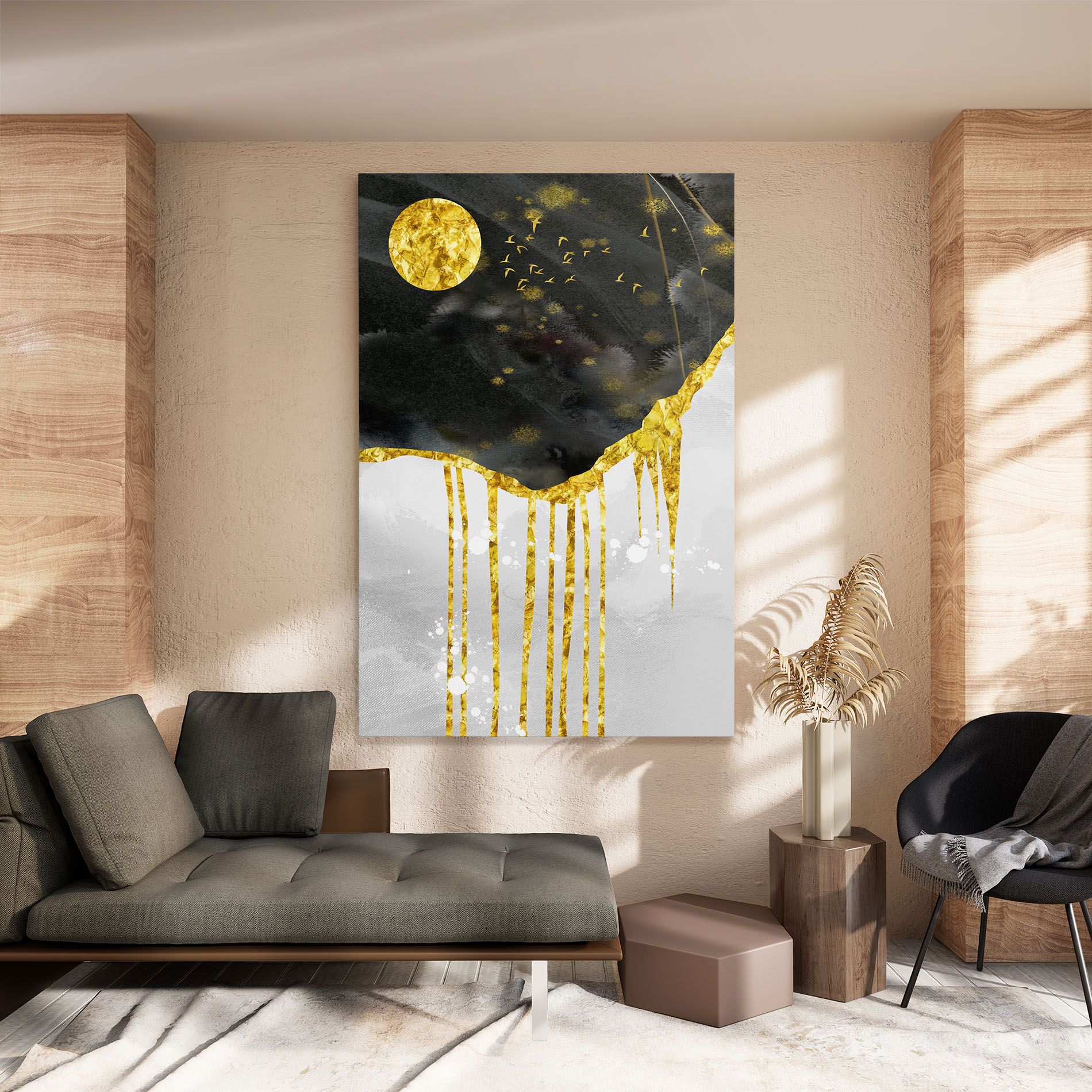 Gold Moon And Birds mockup 8