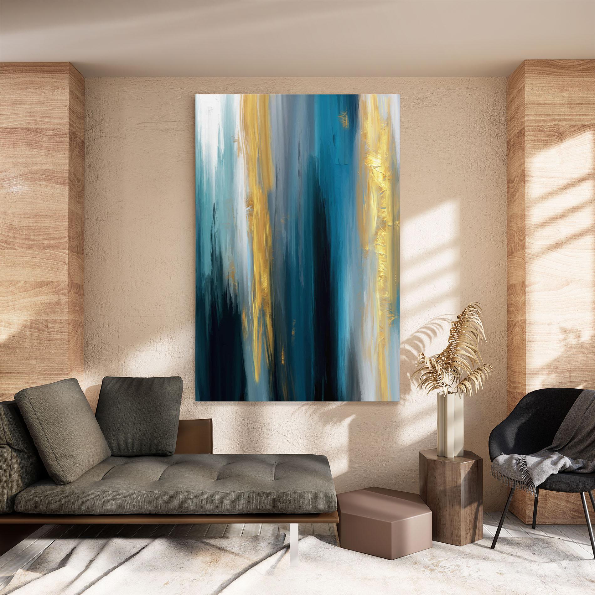 Tablou Canvas Golden Black Blue Art mockup 8