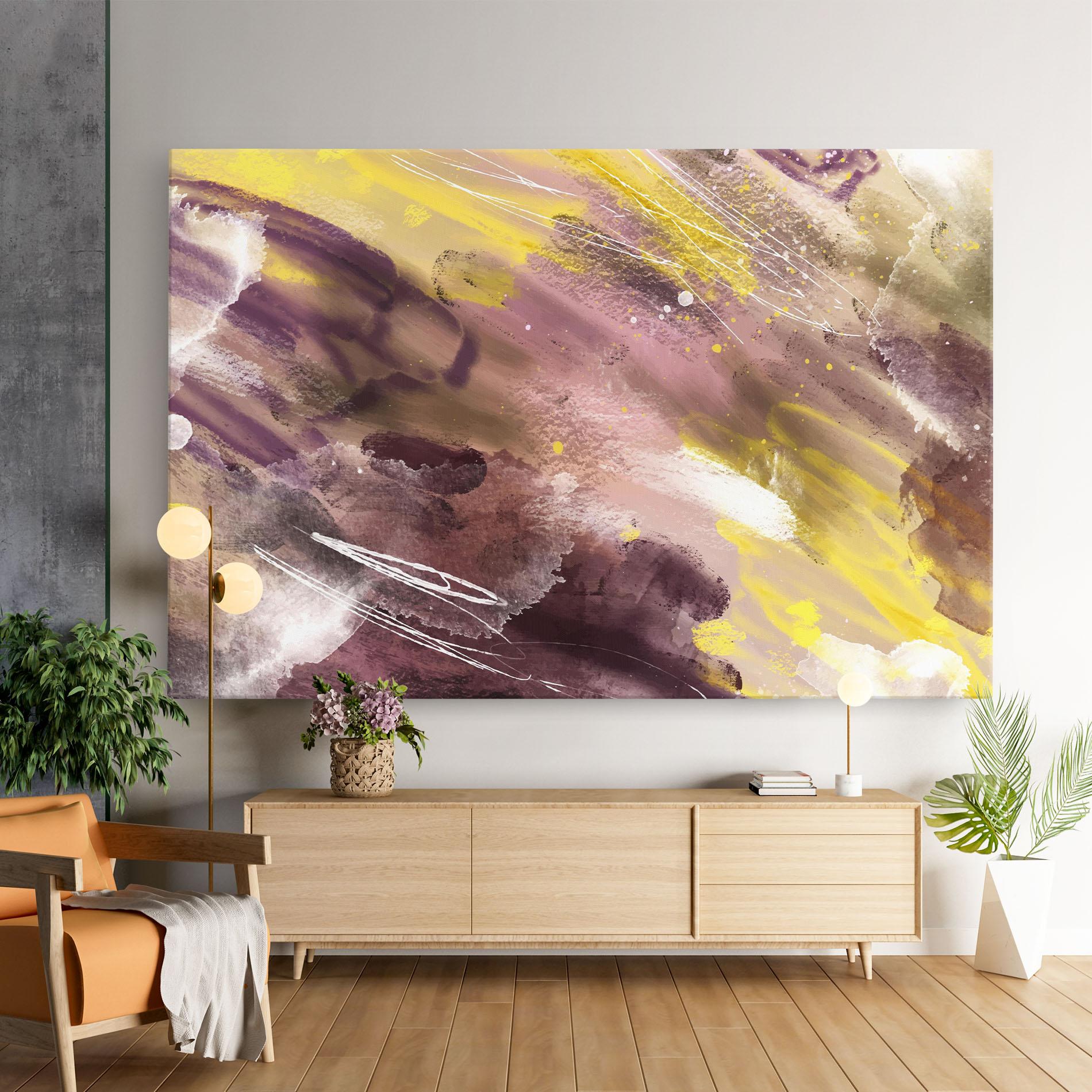 Tablou Canvas Abstract Purple Yellow Art mockup 9