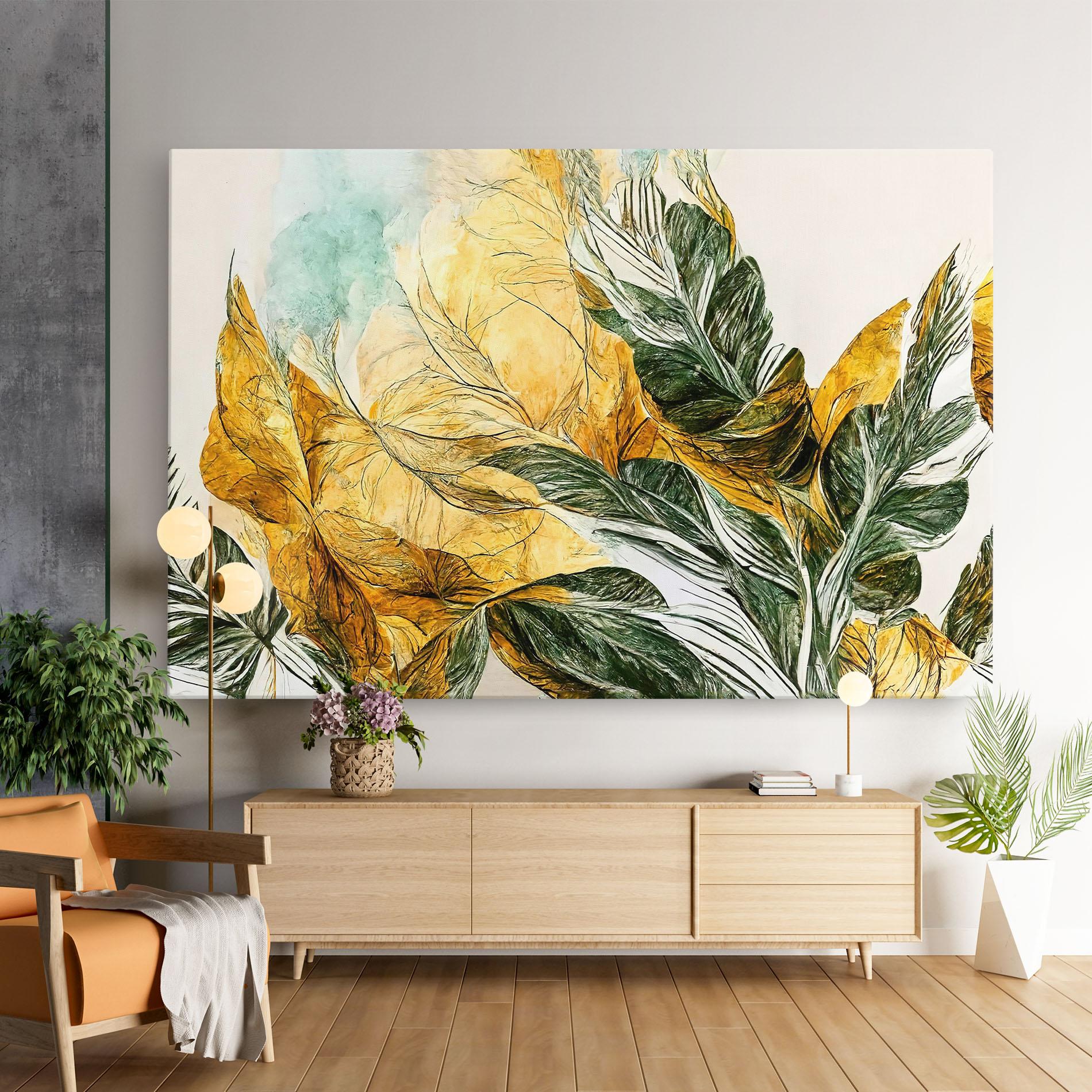 Tablou Canvas Gold And Green Leafes mockup 9