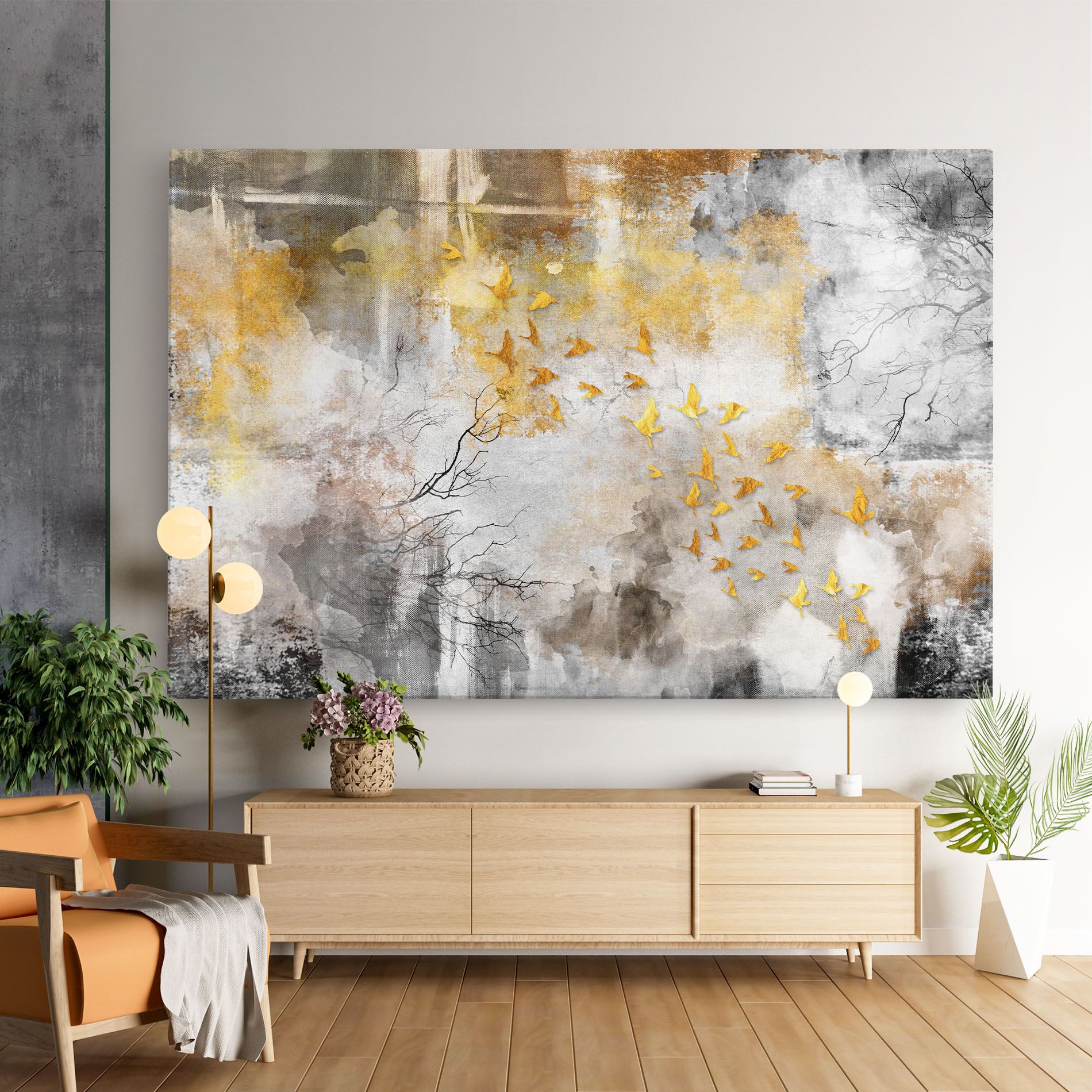 Gold Birds Flying mockup 9