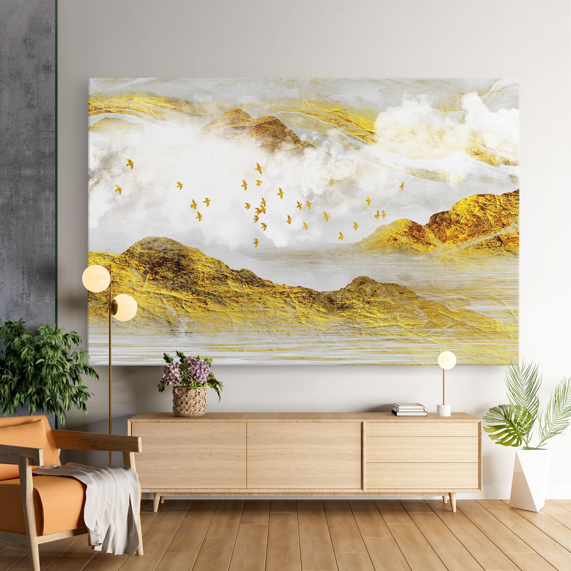 Tablou Canvas Gold Mountains Abstract mockup 9