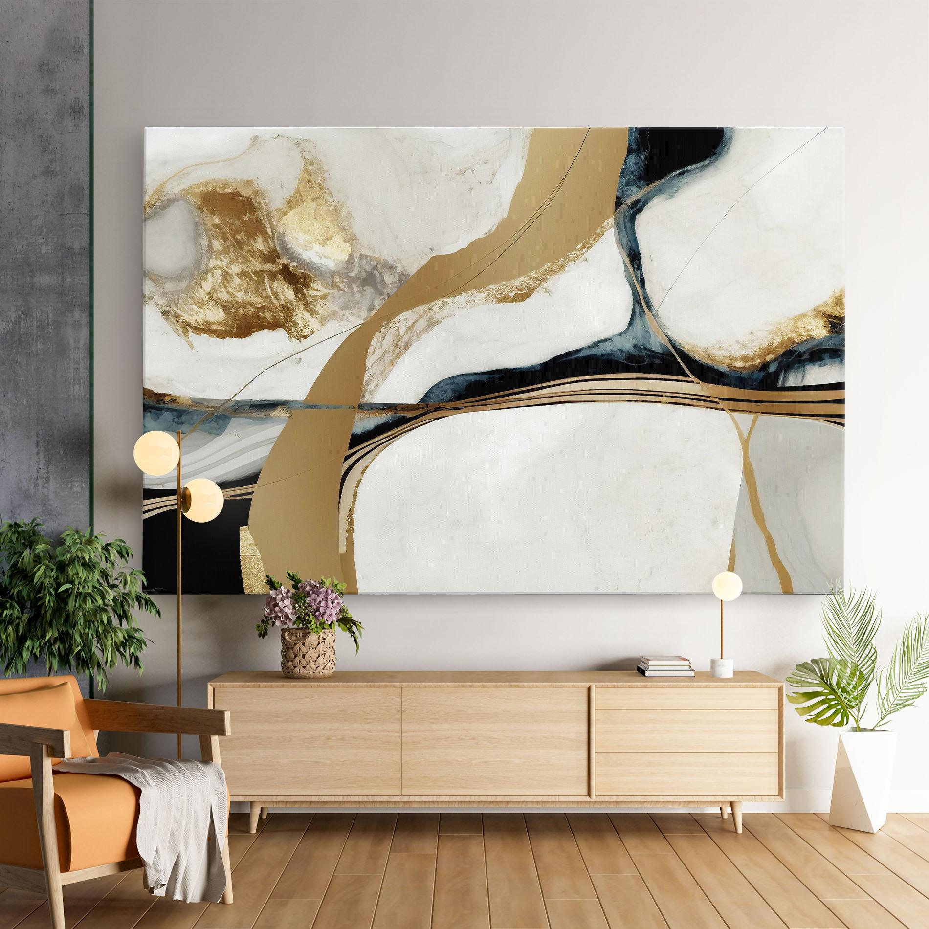 Tablou Canvas Golden Blue Marble mockup 9