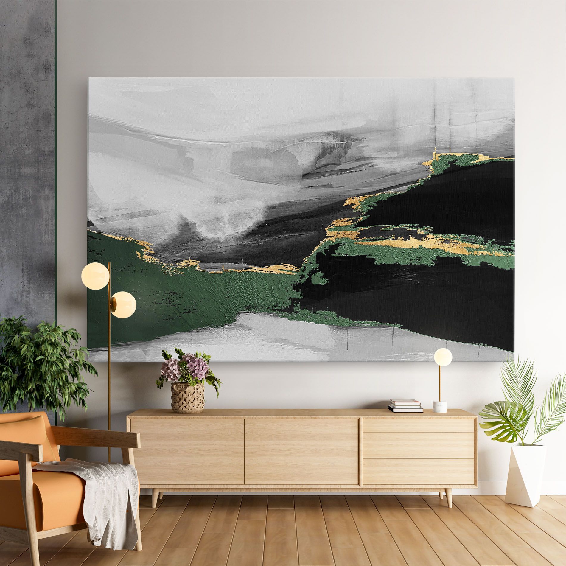 Grey With Green Painting mockup 9