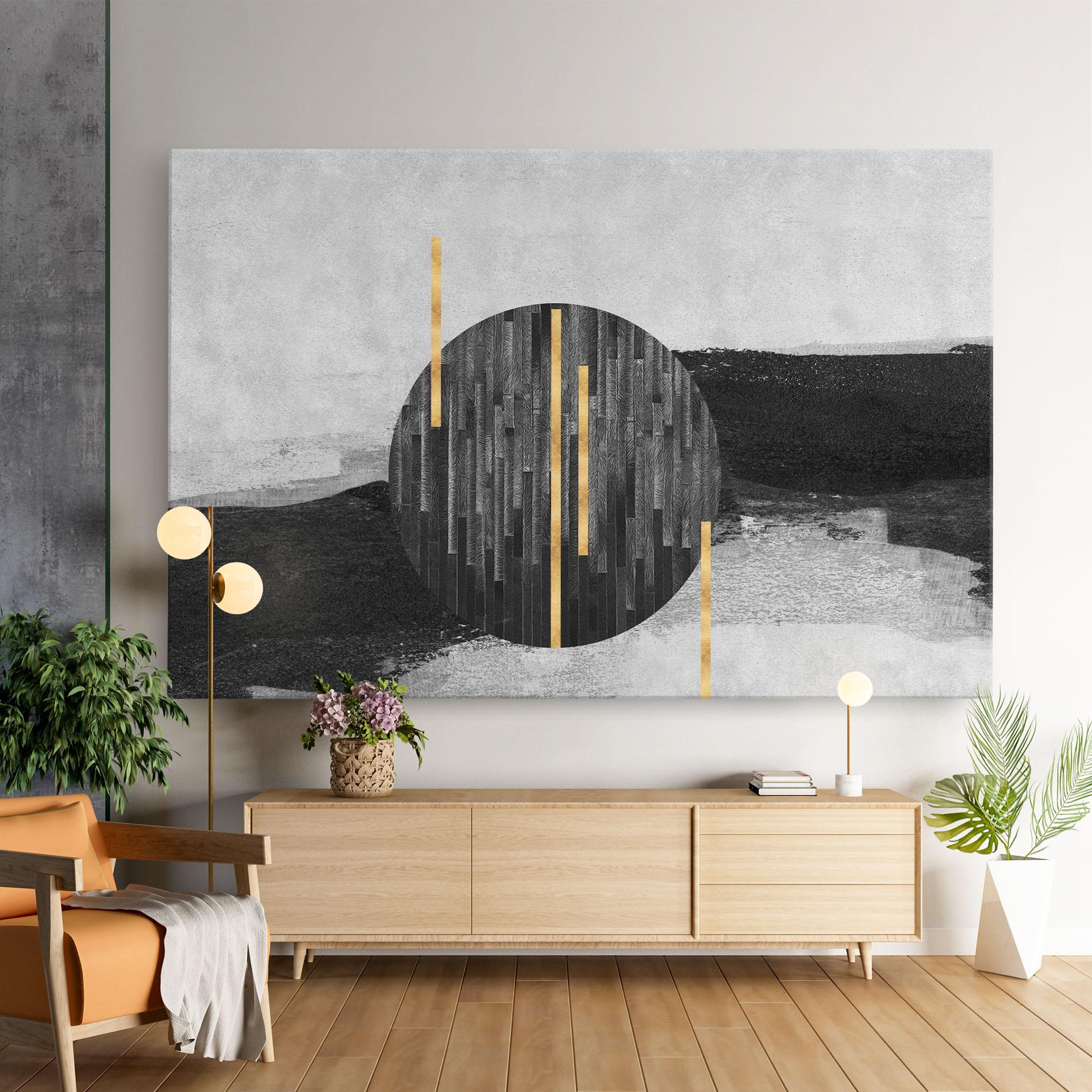 Tablou Canvas Modern Circle With Gold mockup 9