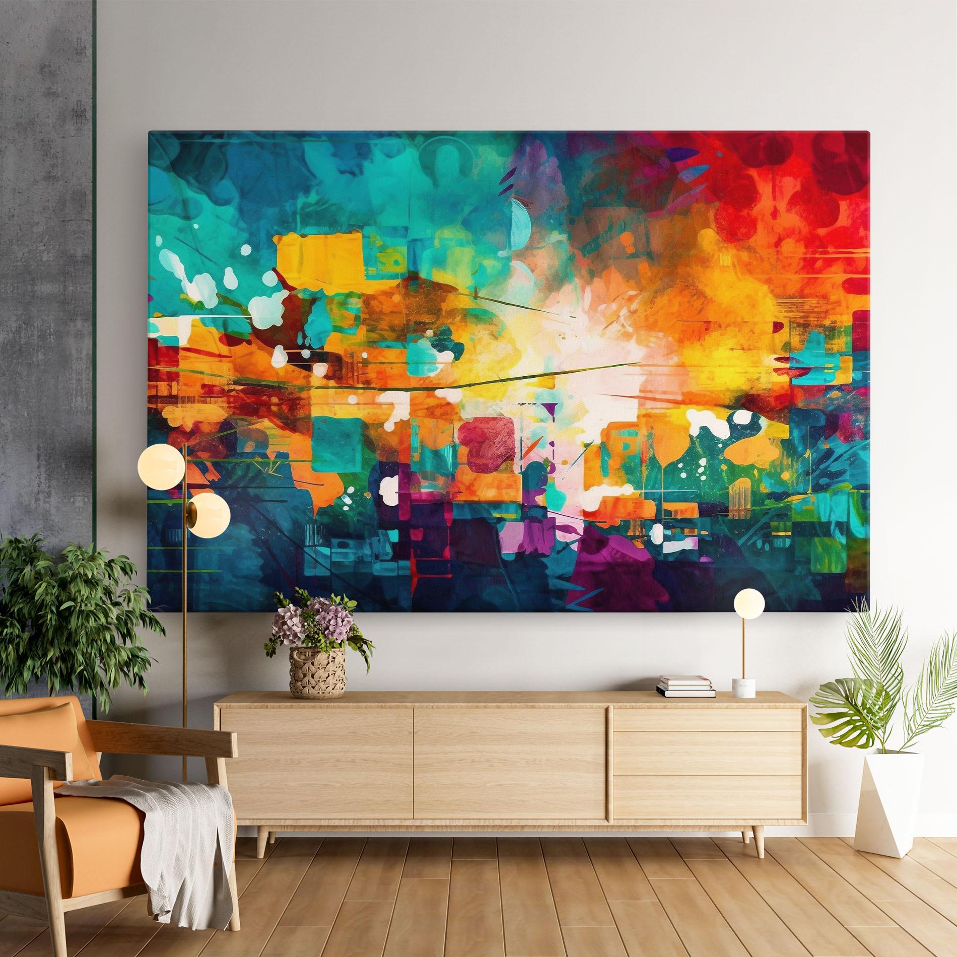 Tablou Canvas Vibrant Colors On Blue Background mockup 9