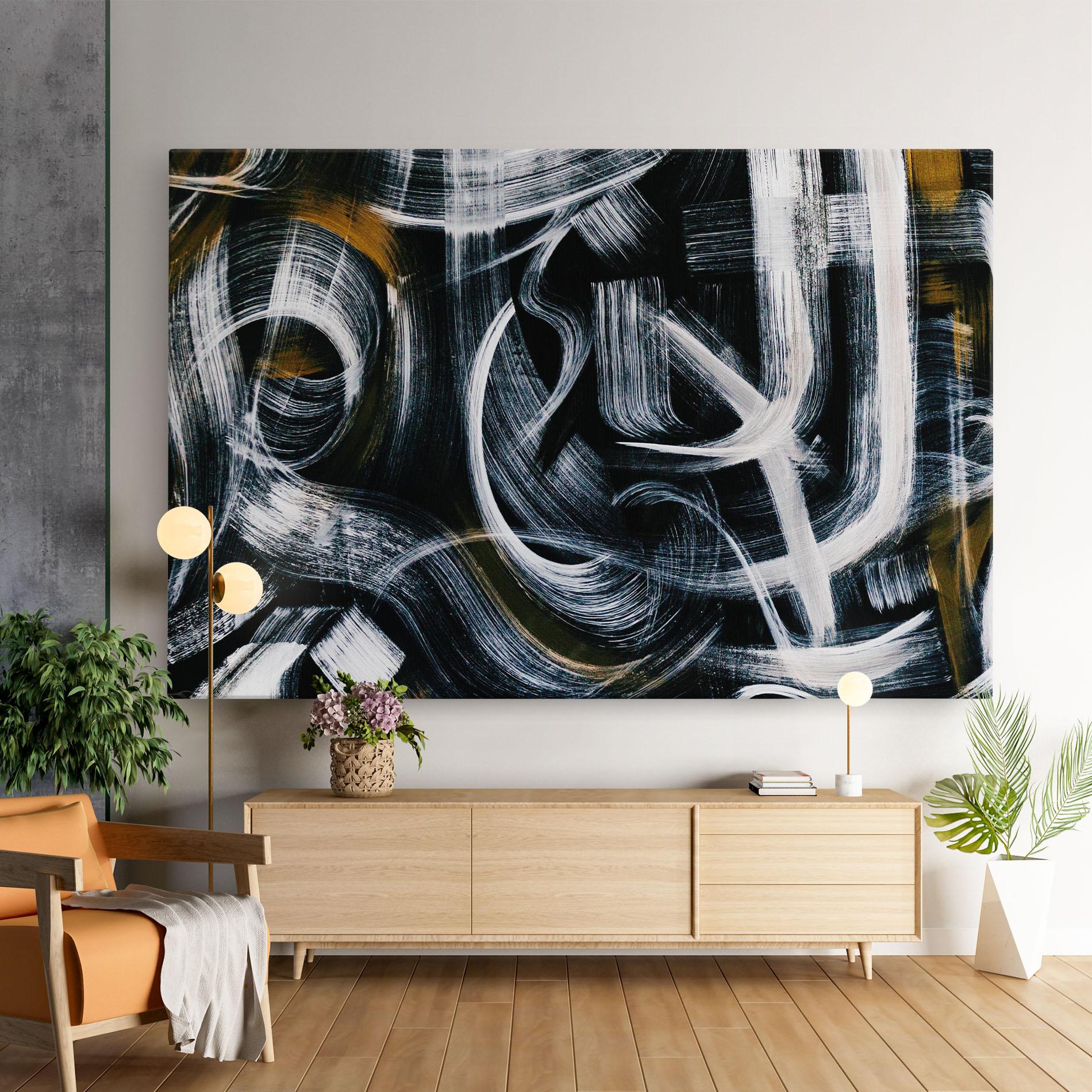 Tablou Canvas White Brush Lines mockup 9