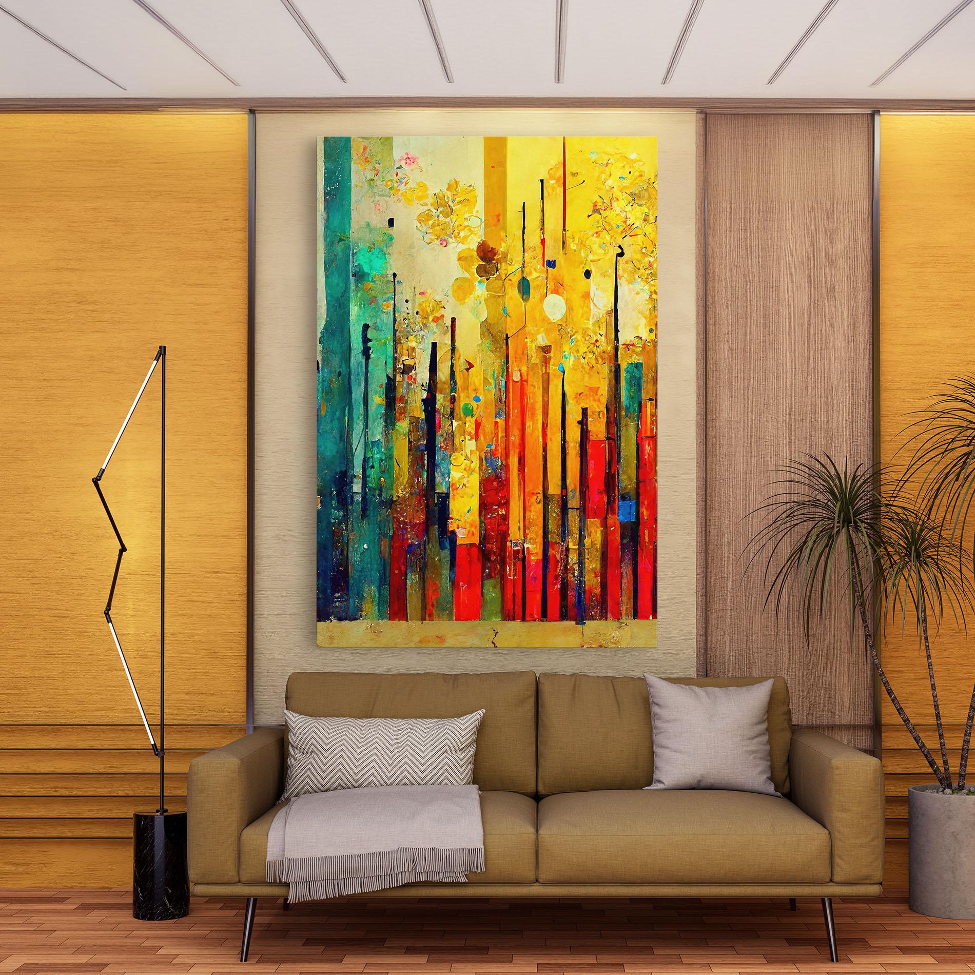 Tablou Canvas Black Lines On Yellow Light mockup 9