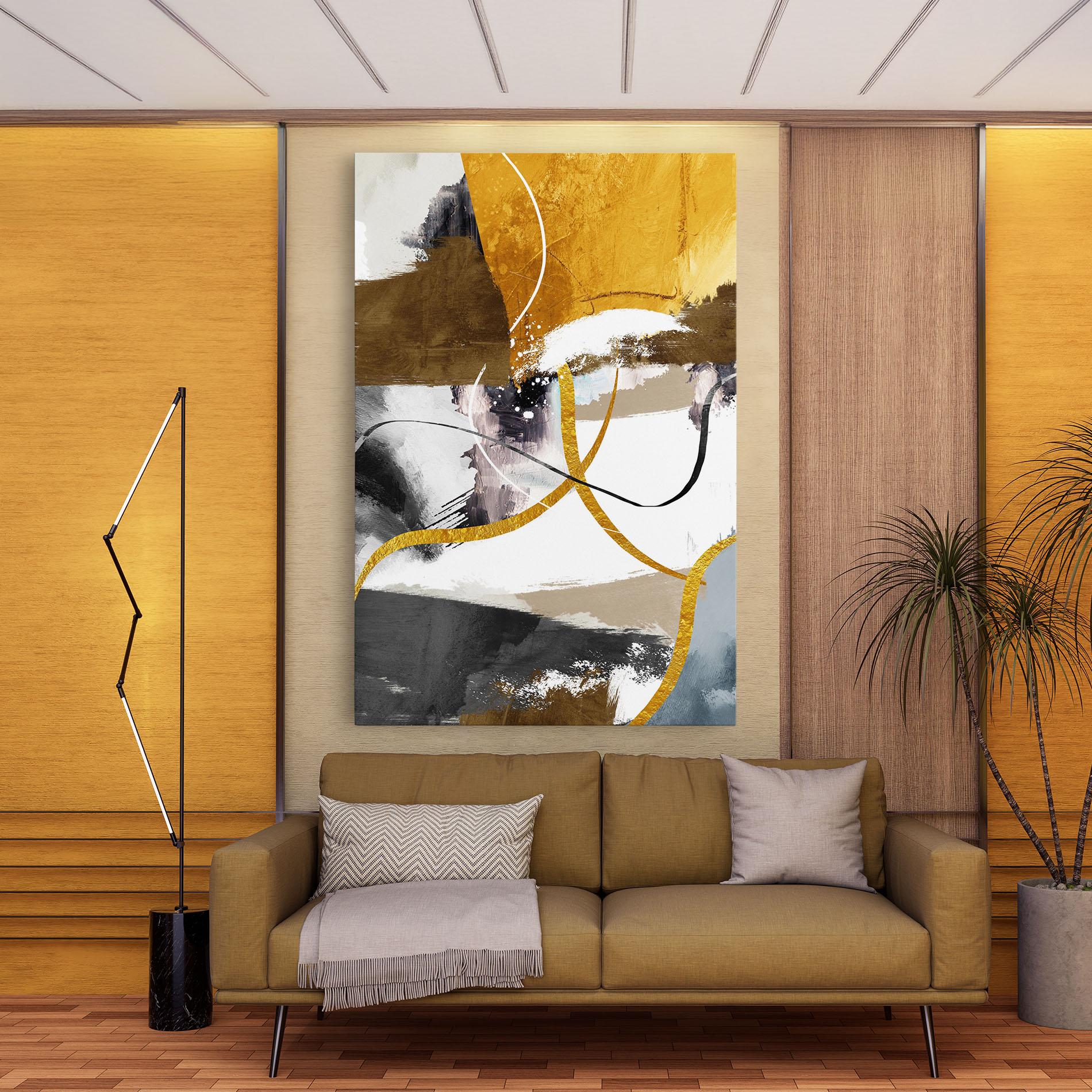 Tablou Canvas Chaotic Golden Painting mockup 9