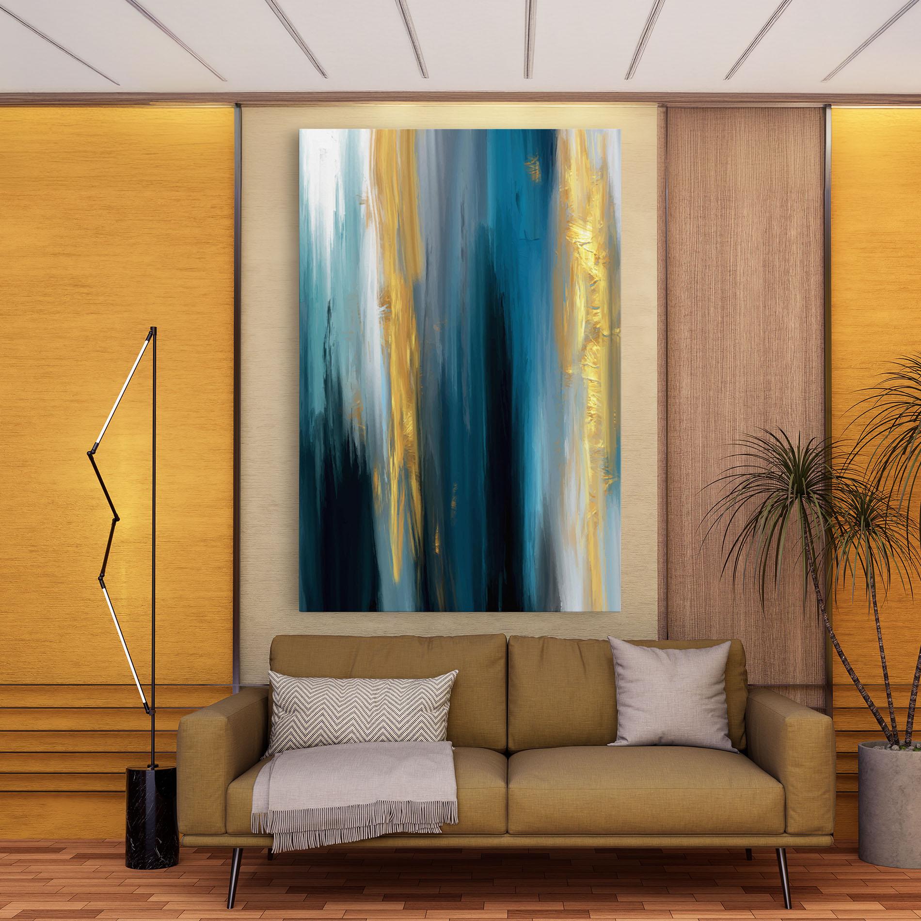 Tablou Canvas Golden Black Blue Art mockup 9