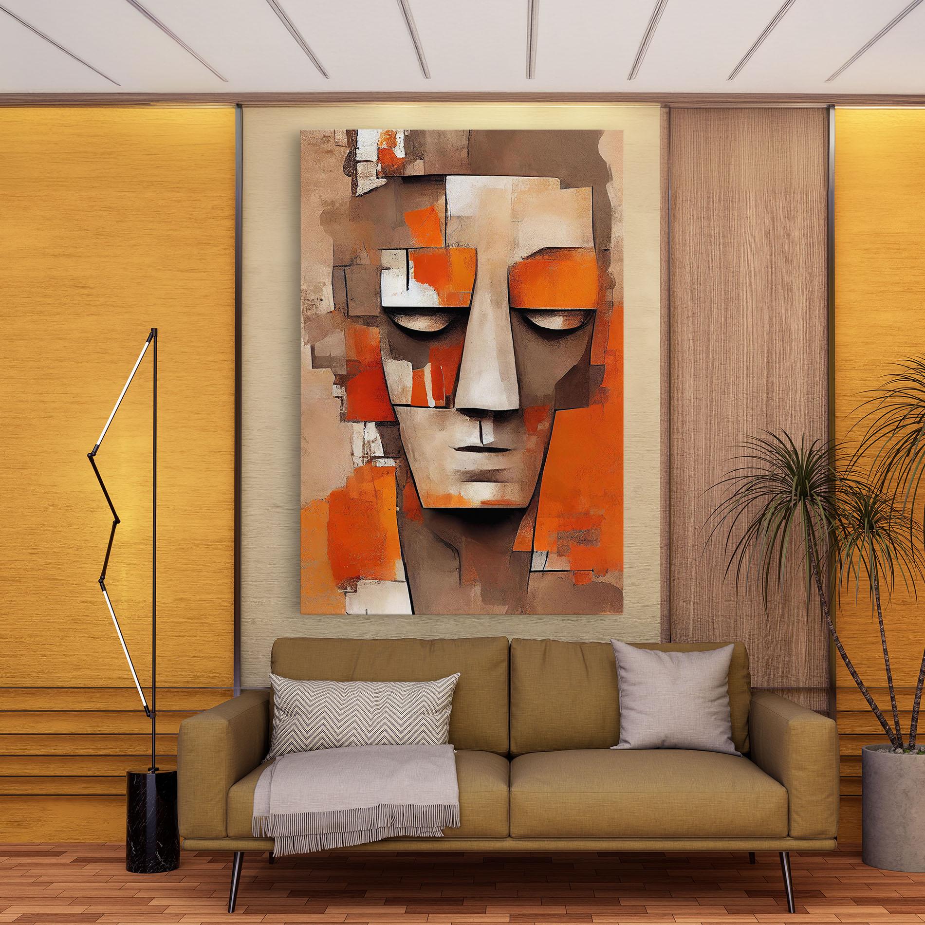 Tablou Canvas Orange Male Face mockup 9