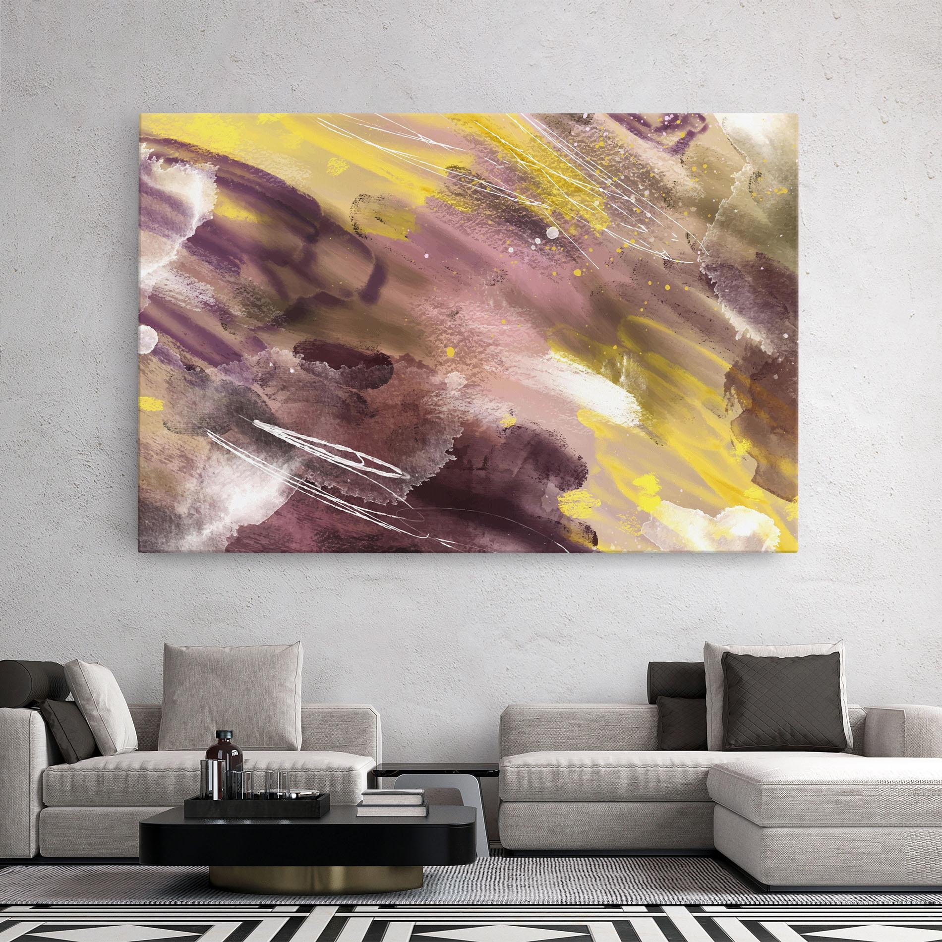 Tablou Canvas Abstract Purple Yellow Art mockup 2