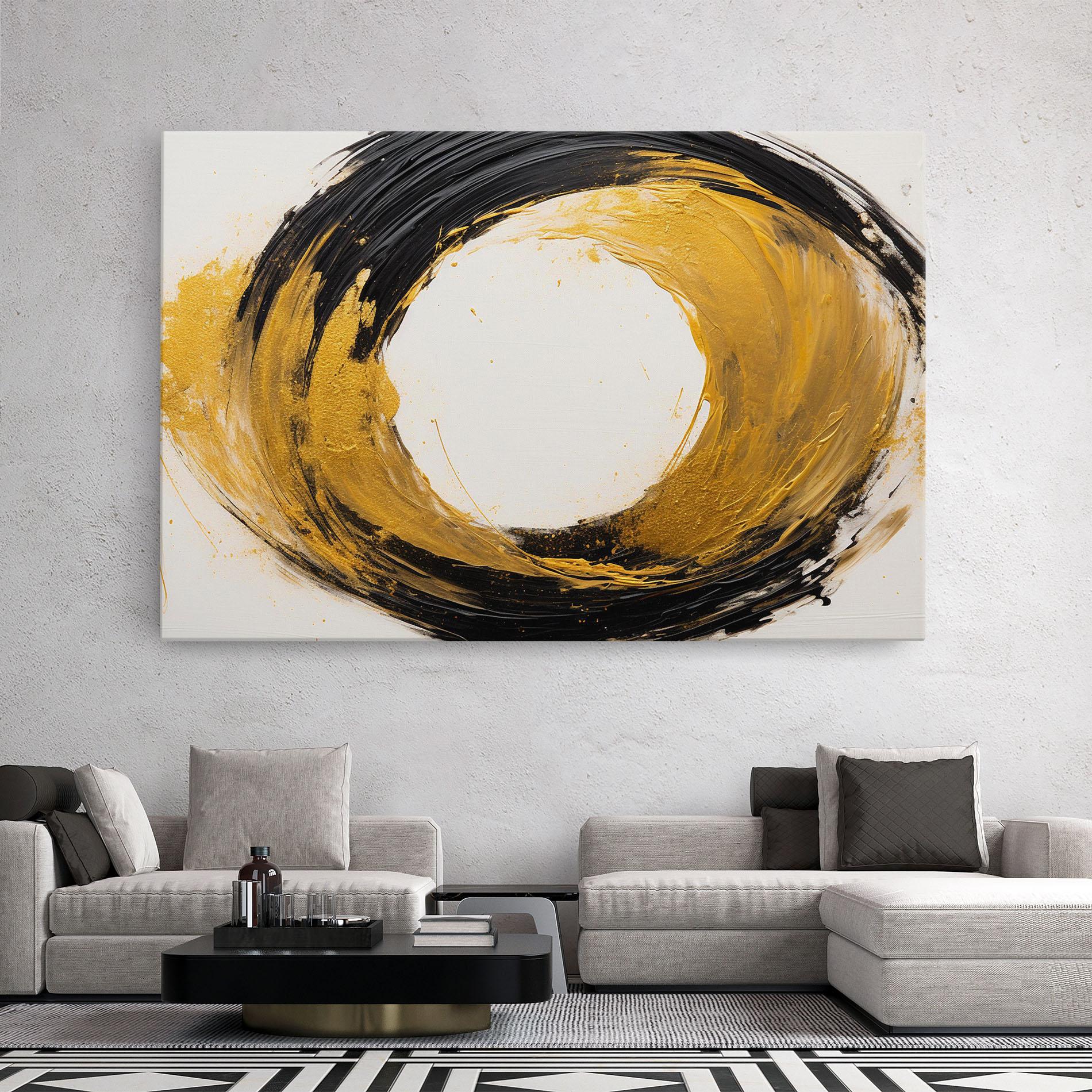 Tablou Canvas Circle From Gold And Black mockup 2