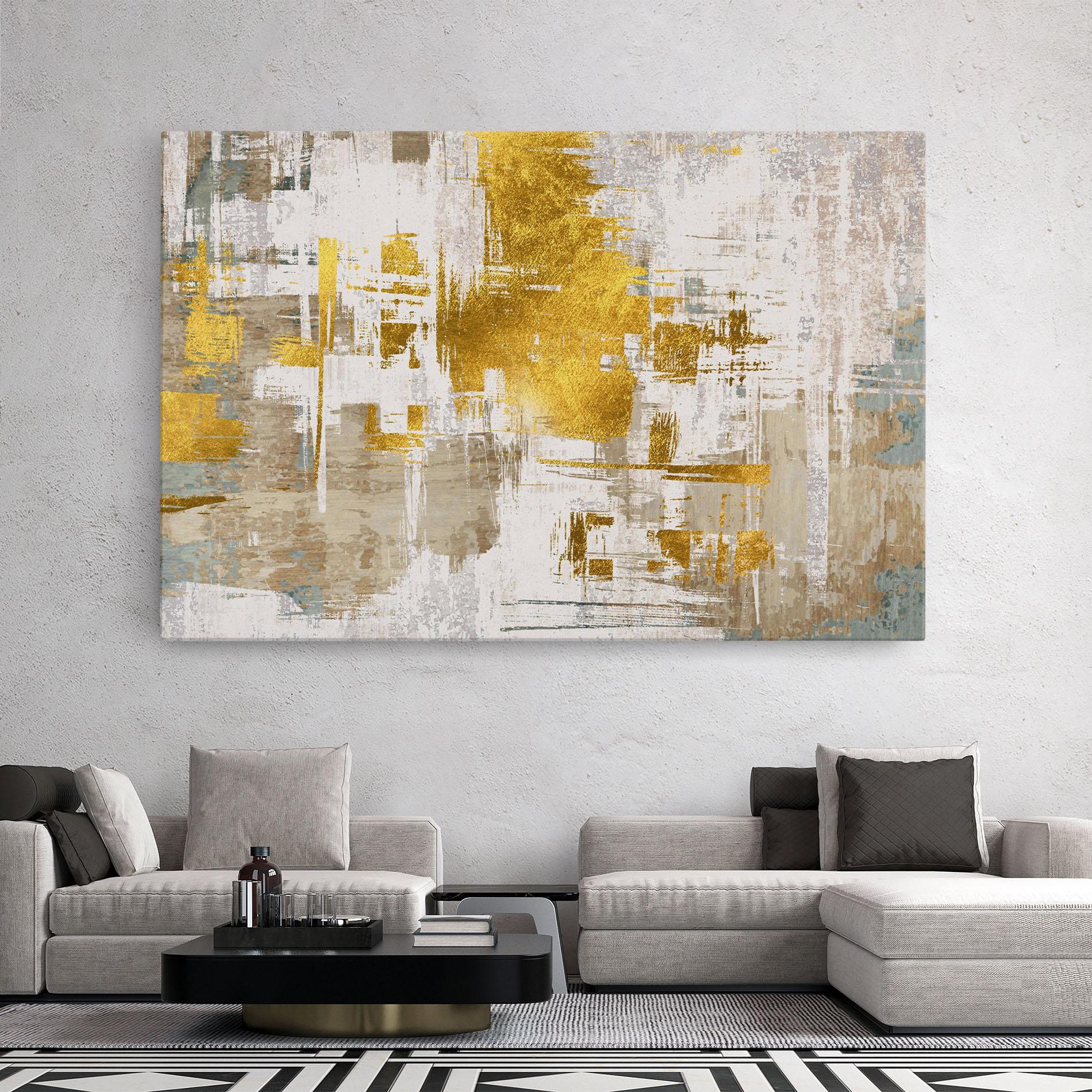 Tablou Canvas Gold And White Brush mockup 2