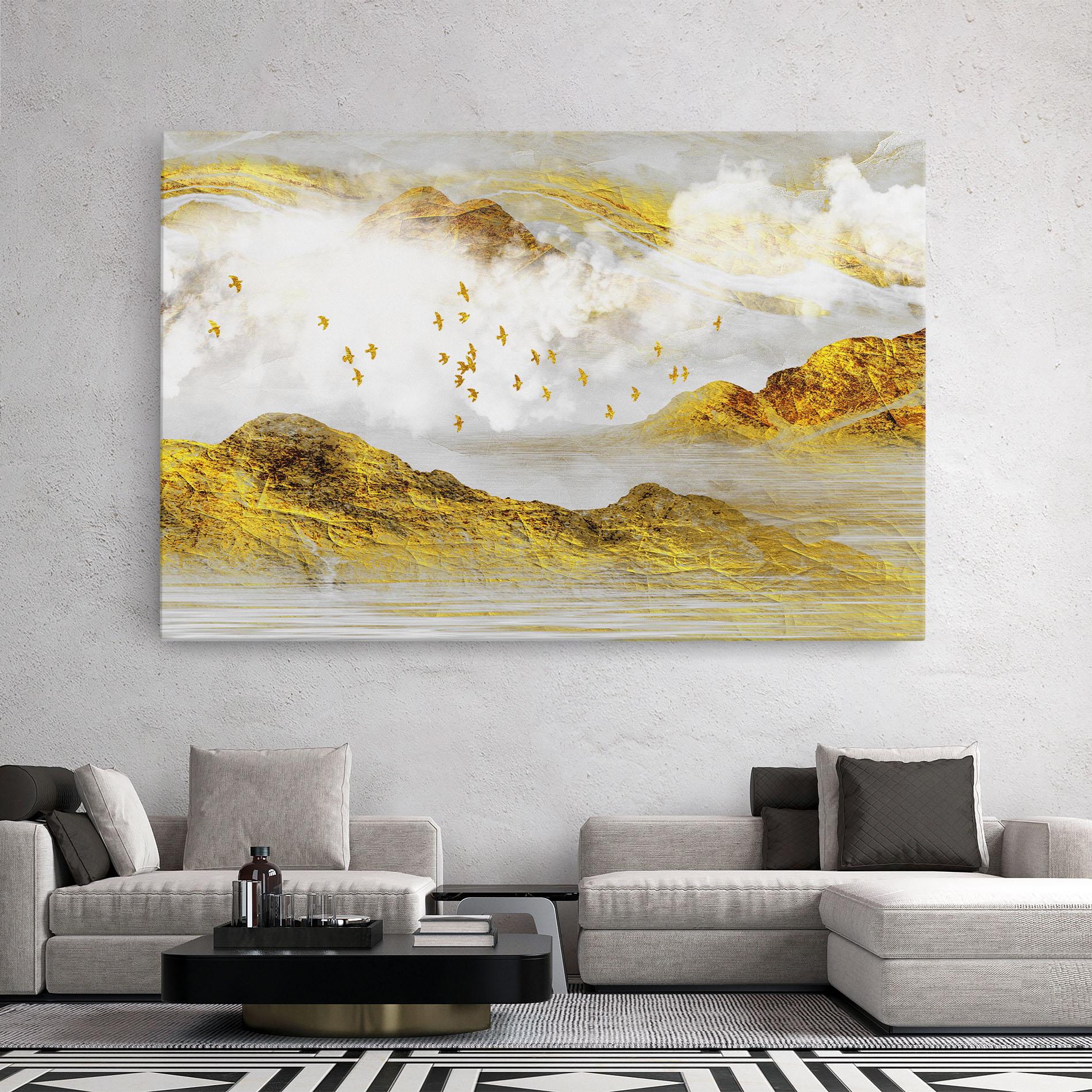 Tablou Canvas Gold Mountains Abstract mockup 2
