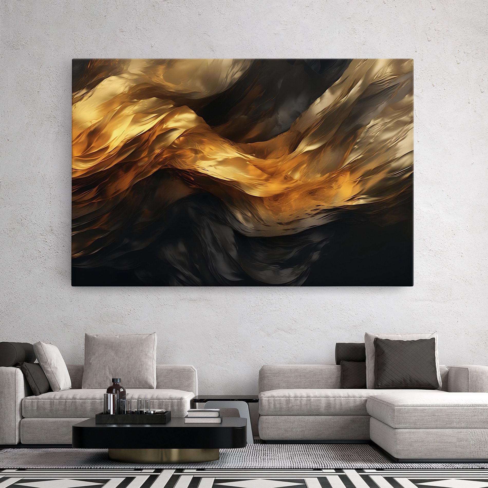 Tablou Canvas Golden Waves With Black mockup 2