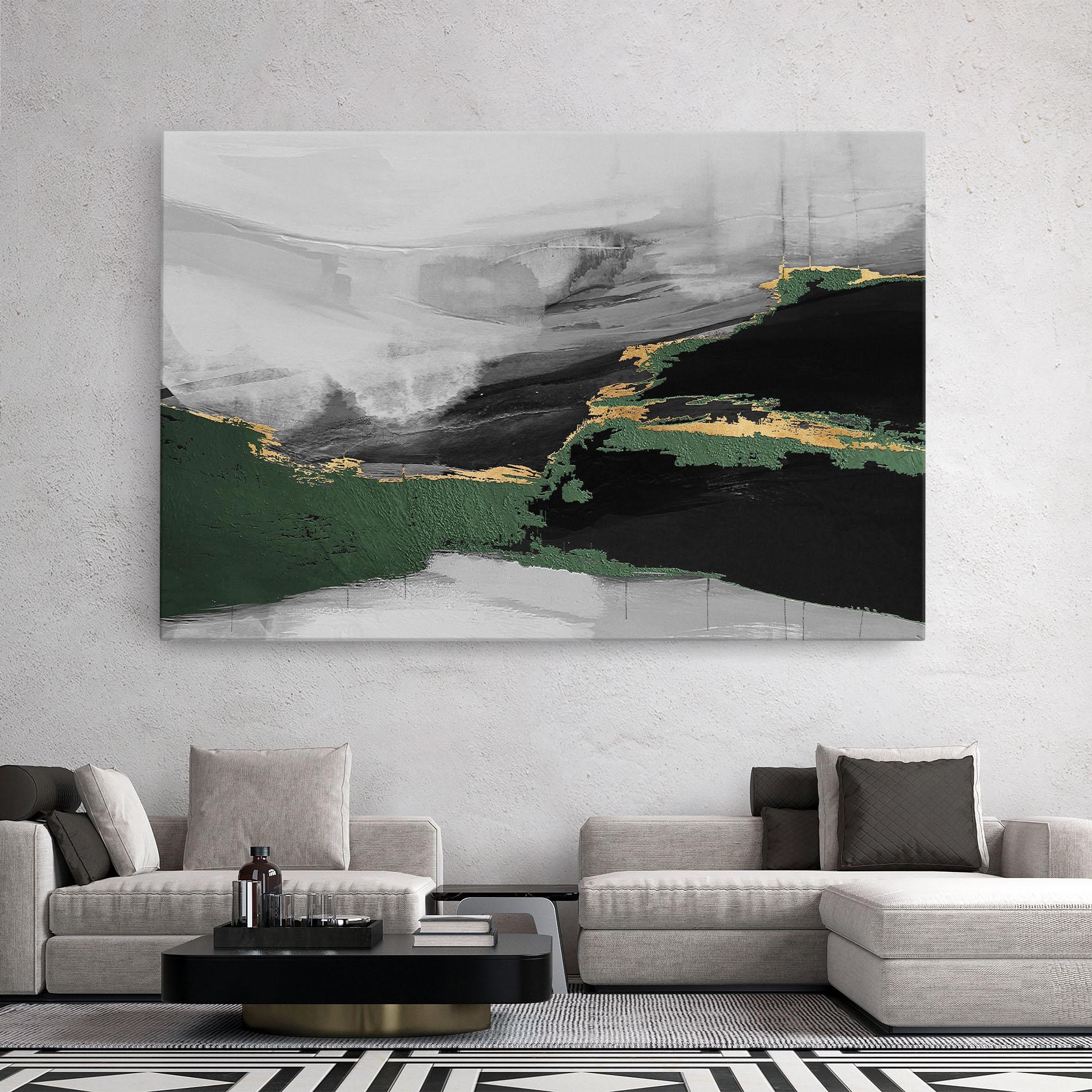 Tablou Canvas Grey With Green Painting mockup 2