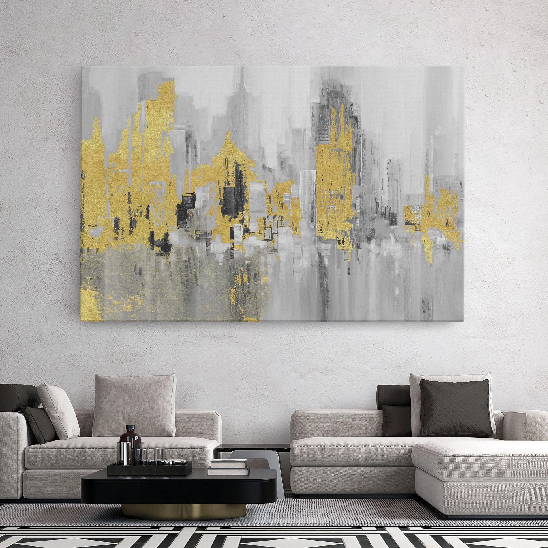 Tablou Canvas Light Grey With Gold mockup 2