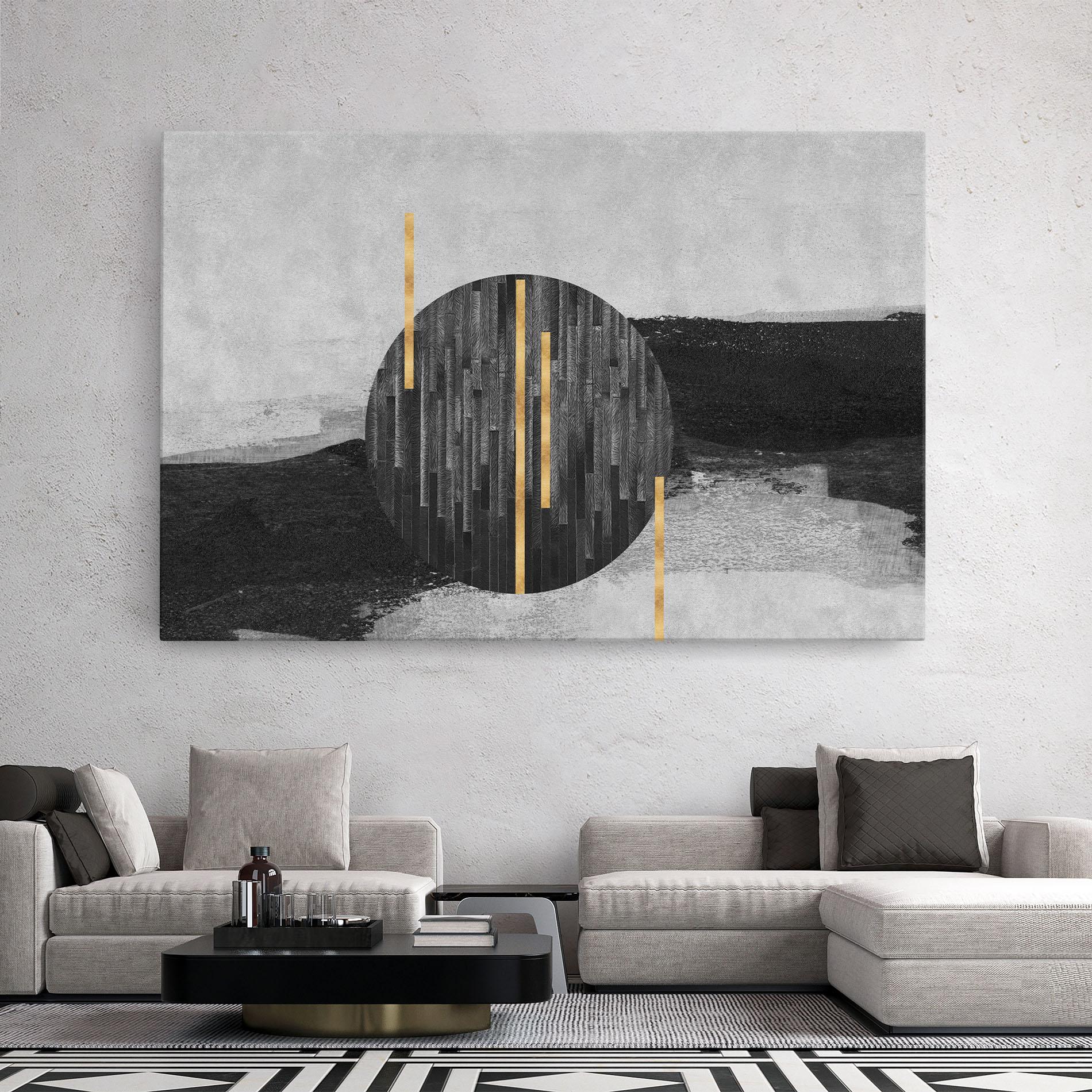 Tablou Canvas Modern Circle With Gold mockup 2