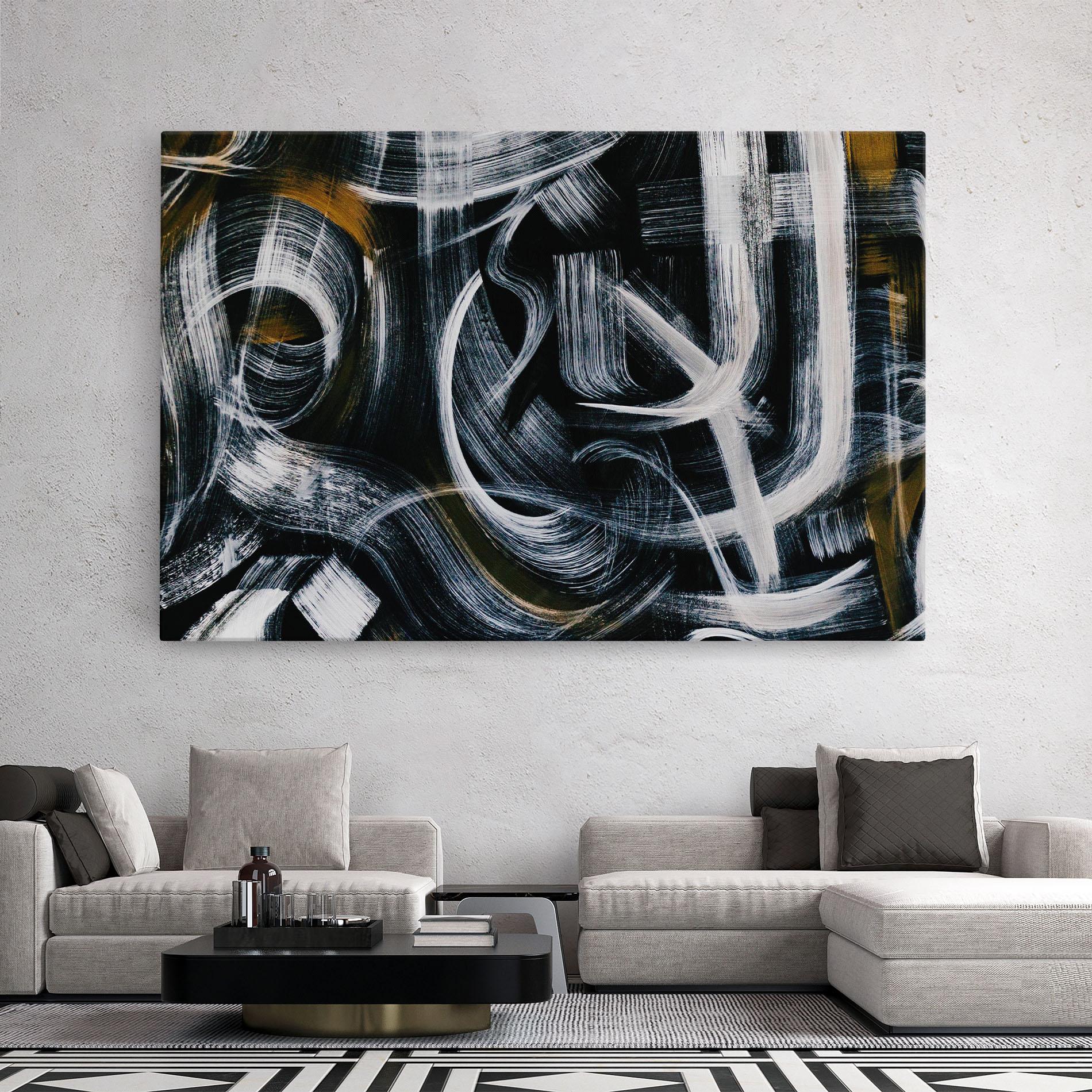 Tablou Canvas White Brush Lines mockup 2
