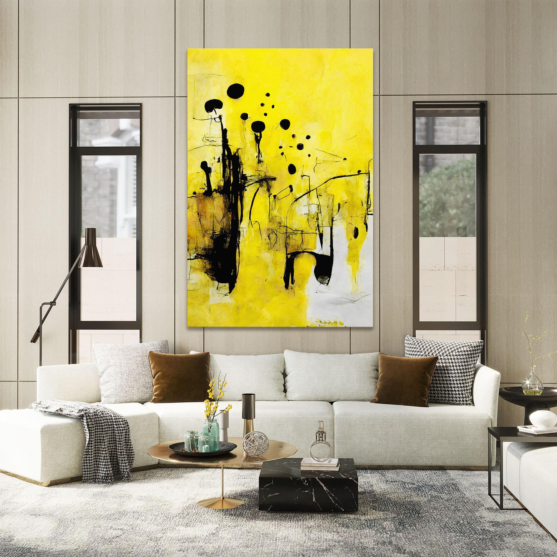 Tablou Canvas Abstract Black Yellow mockup 2