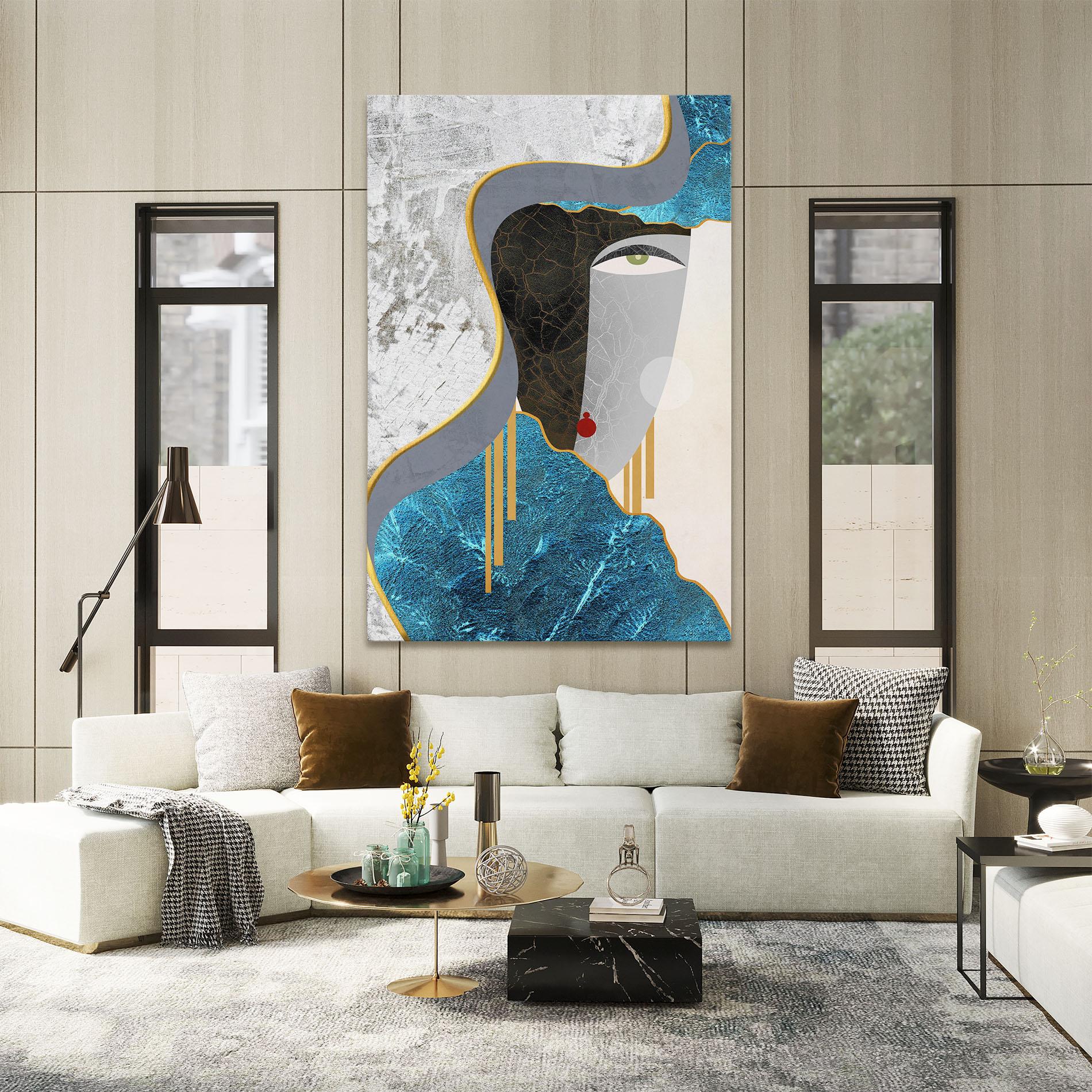 Tablou Canvas Abstract Blue Face mockup 2