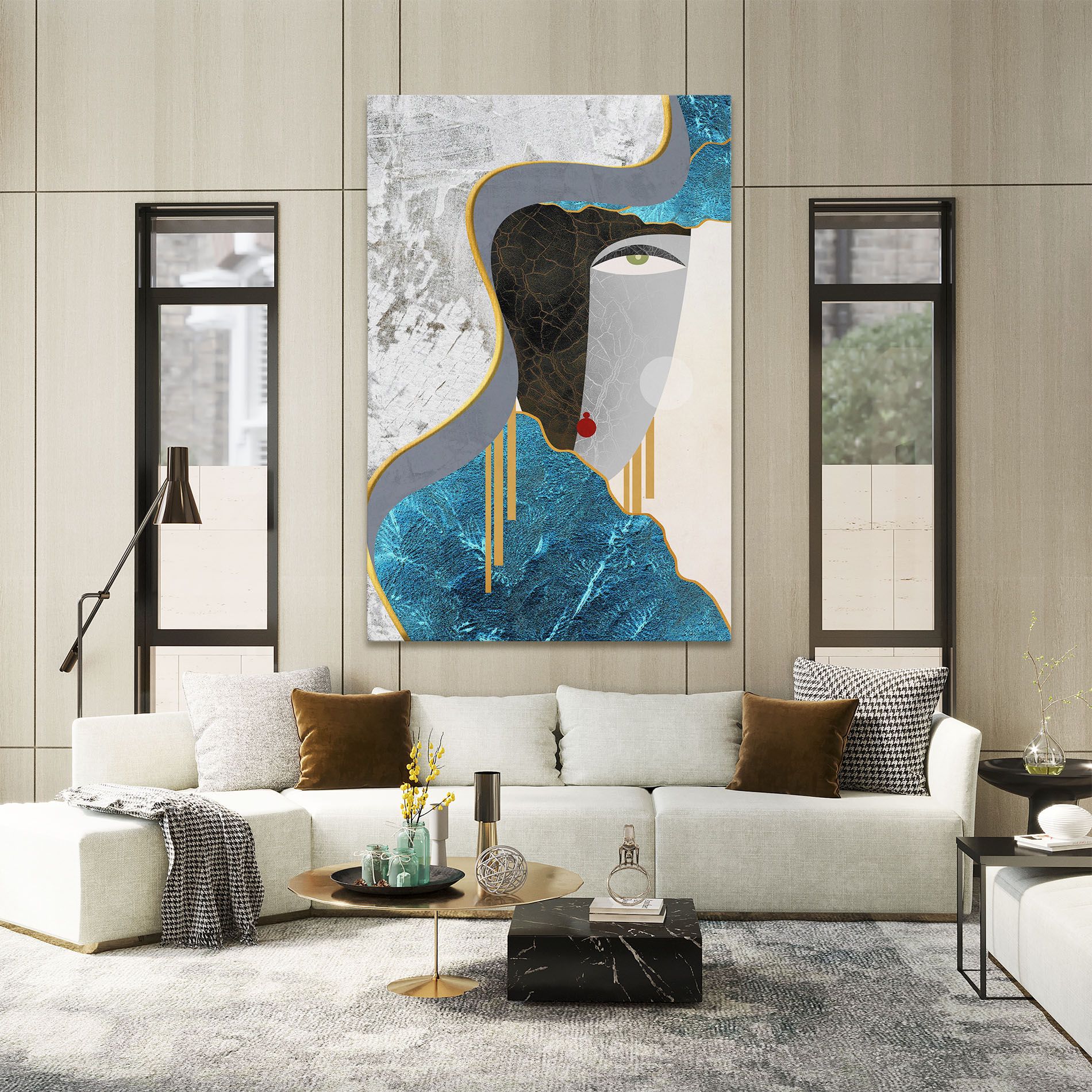 Abstract Blue Face mockup 2