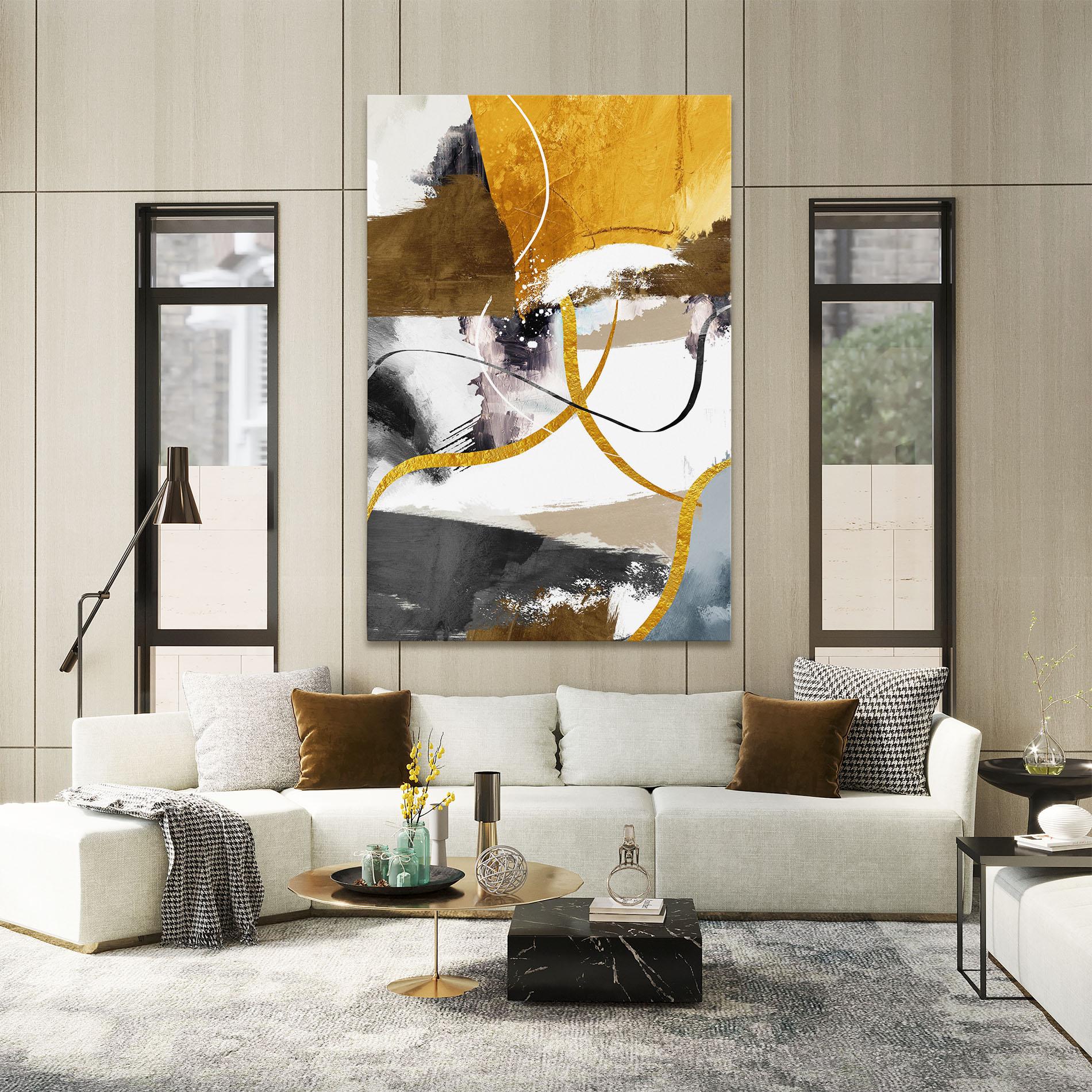 Tablou Canvas Chaotic Golden Painting mockup 2