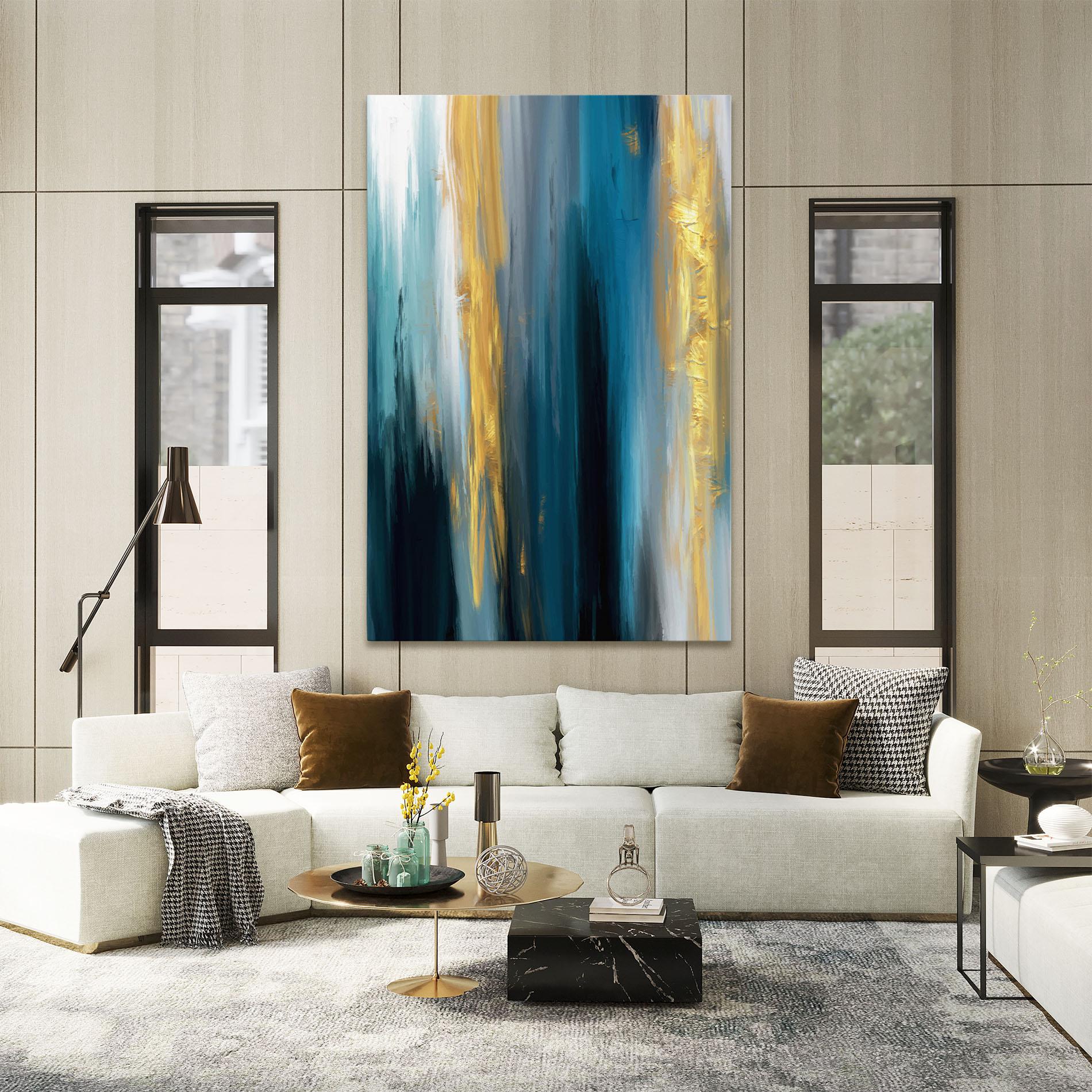 Tablou Canvas Golden Black Blue Art mockup 2