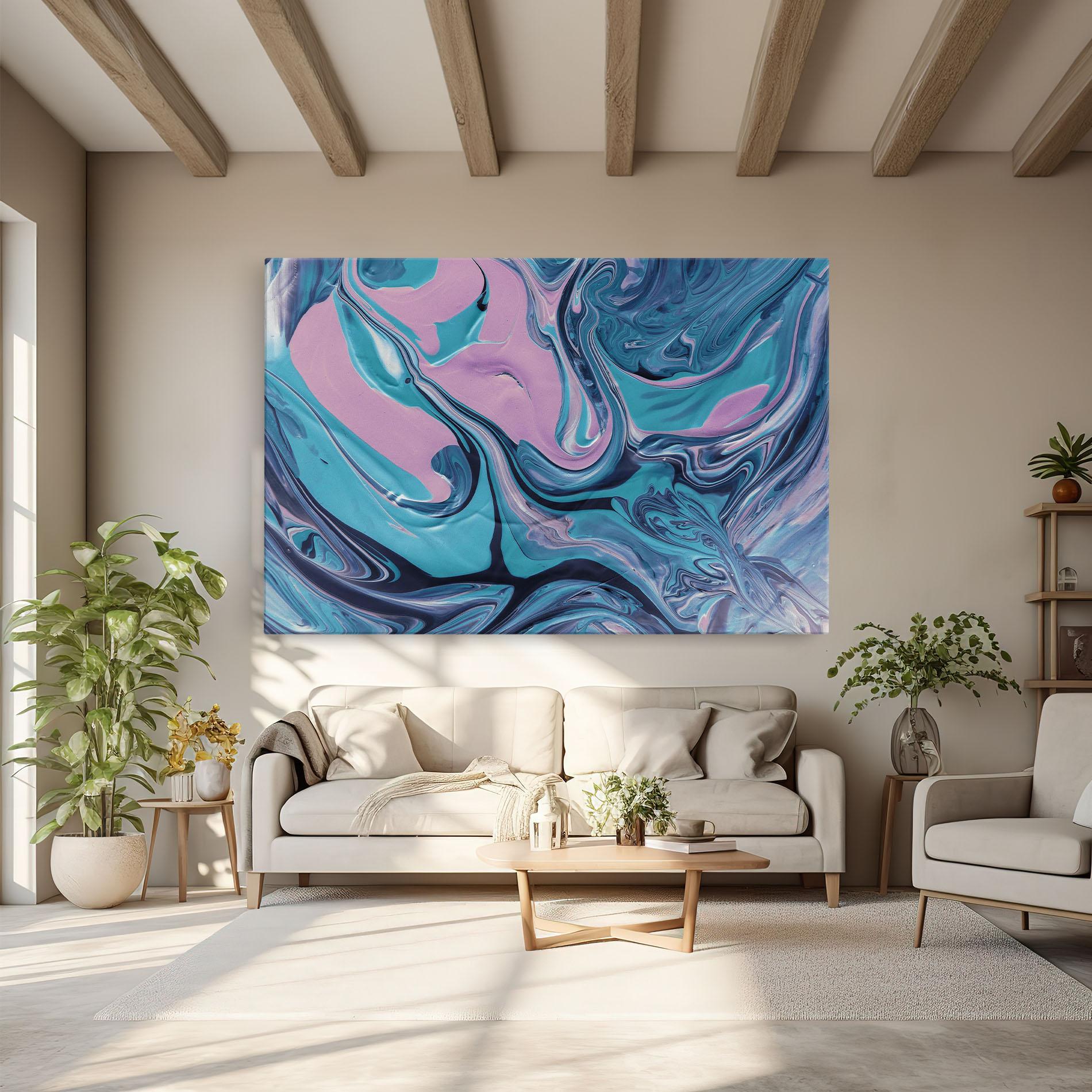 Tablou Canvas Abstract Blue And Pink mockup 6