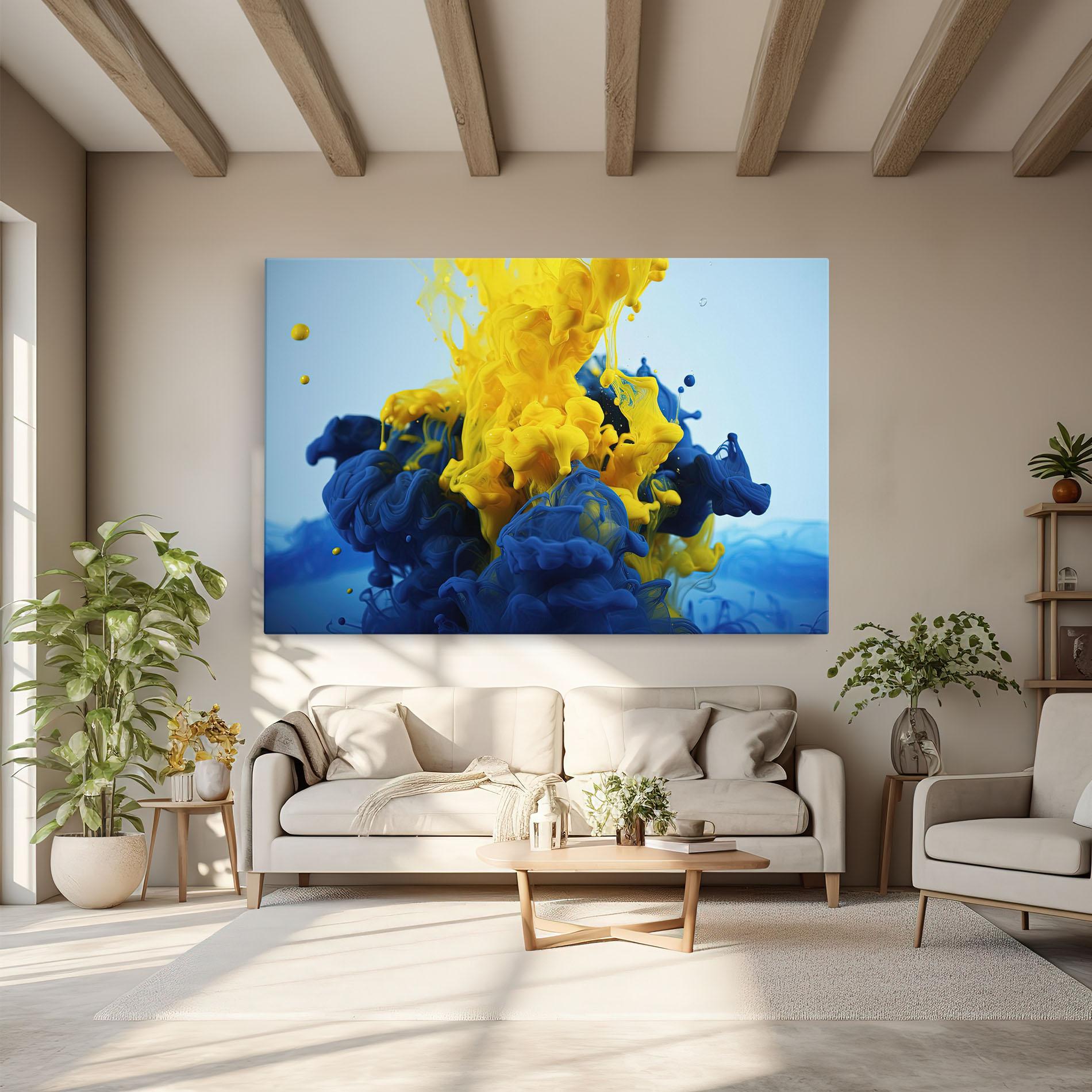 Tablou Canvas Blue Yellow Smoke mockup 6
