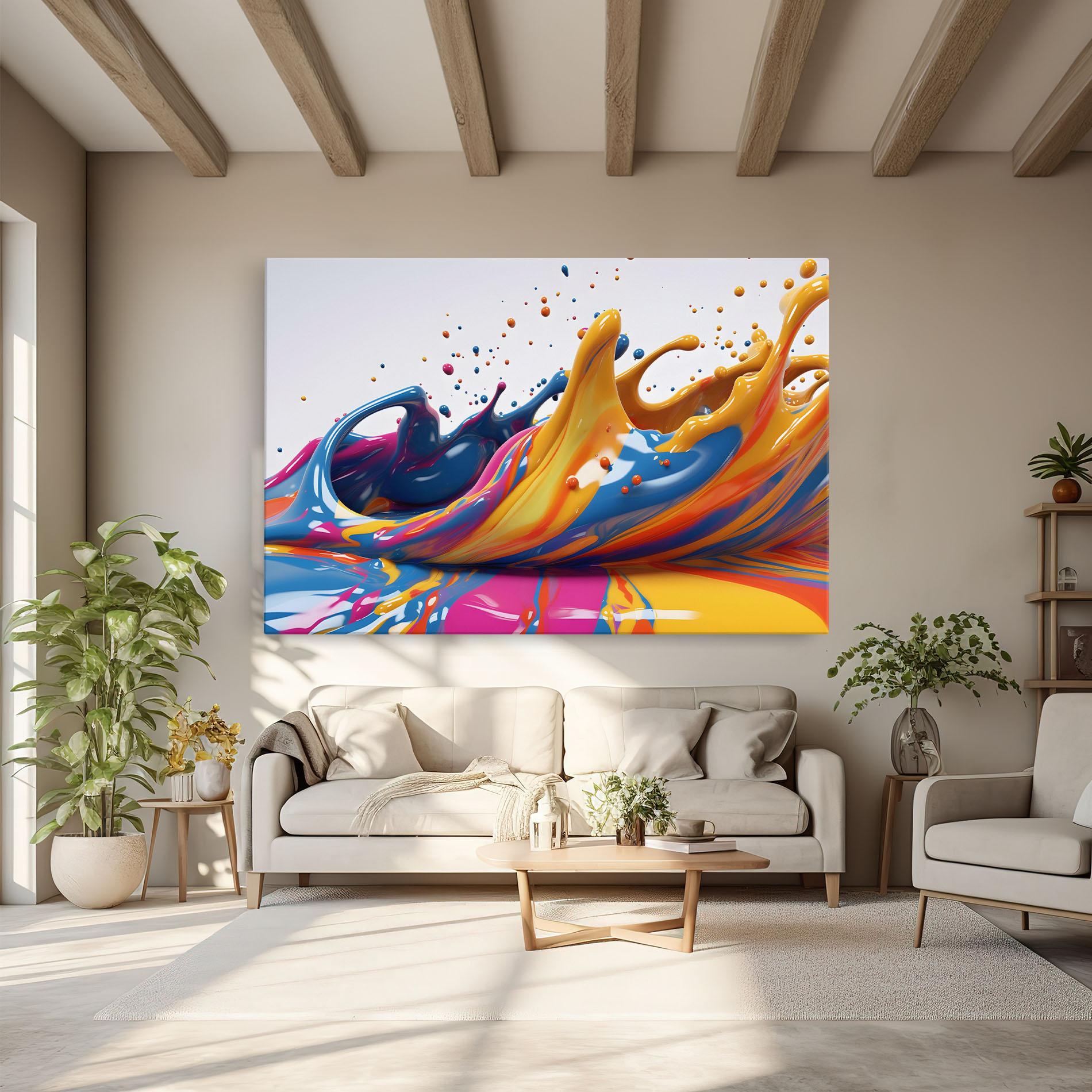 Tablou Canvas Colorful Liquid Yellow Splash mockup 6