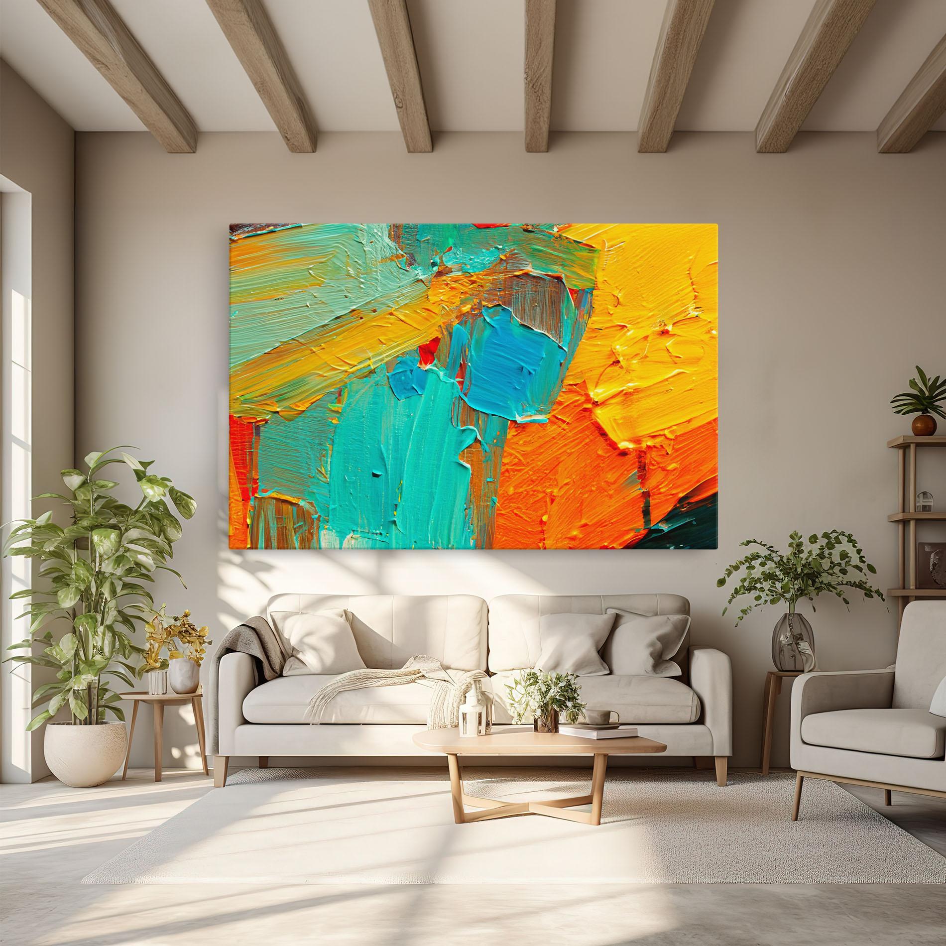 Tablou Canvas Orange Blue Painting mockup 6