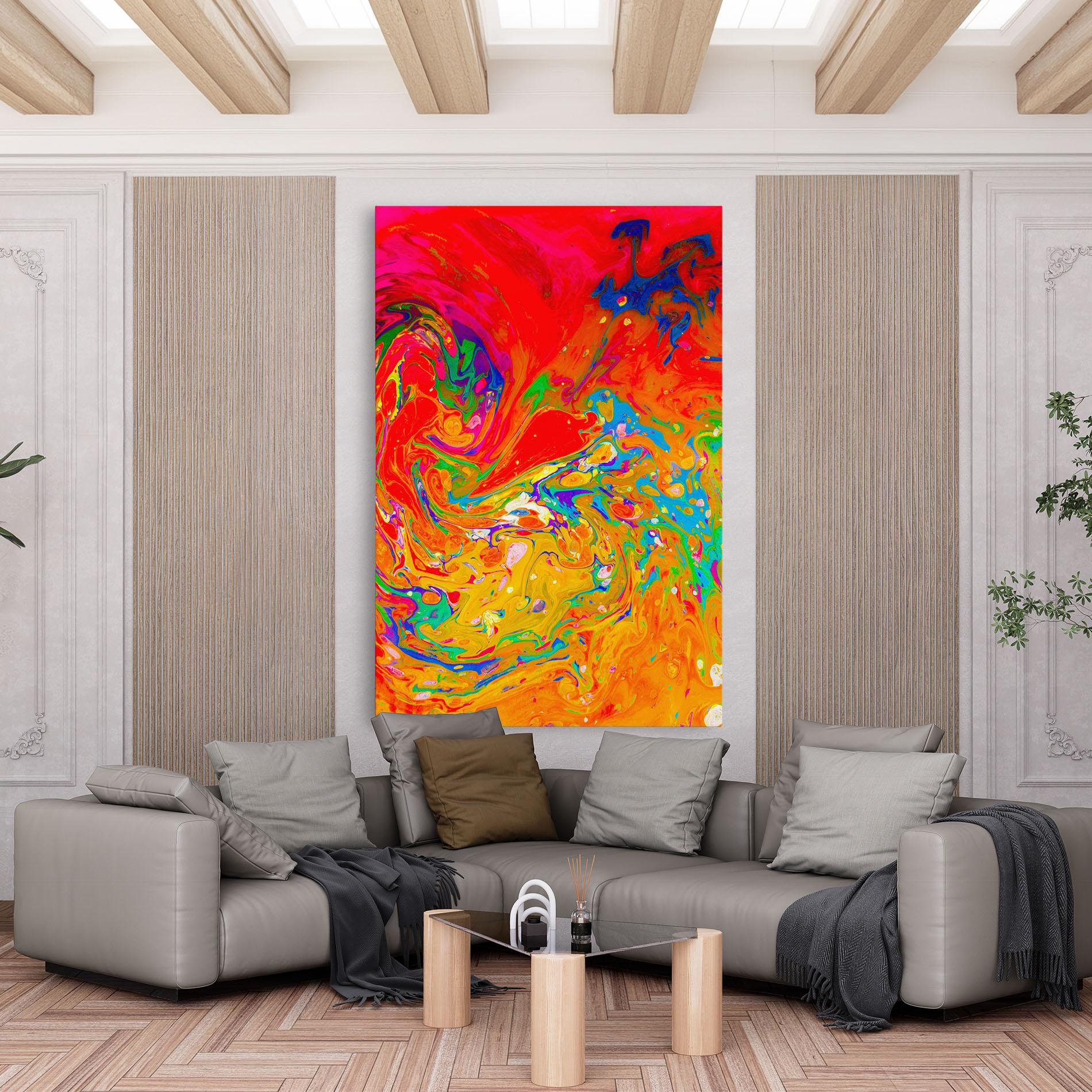 Tablou Canvas Marbling Orange Art mockup 6