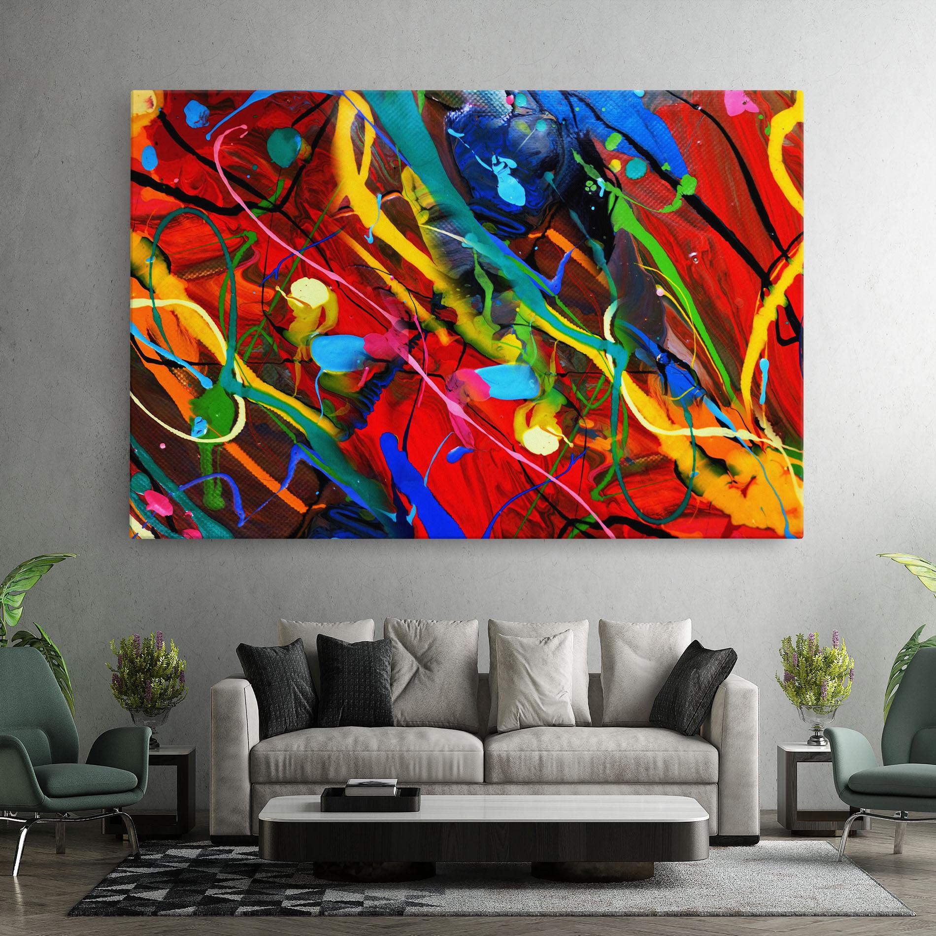 Tablou Canvas Hand Draw Red Painting mockup 7