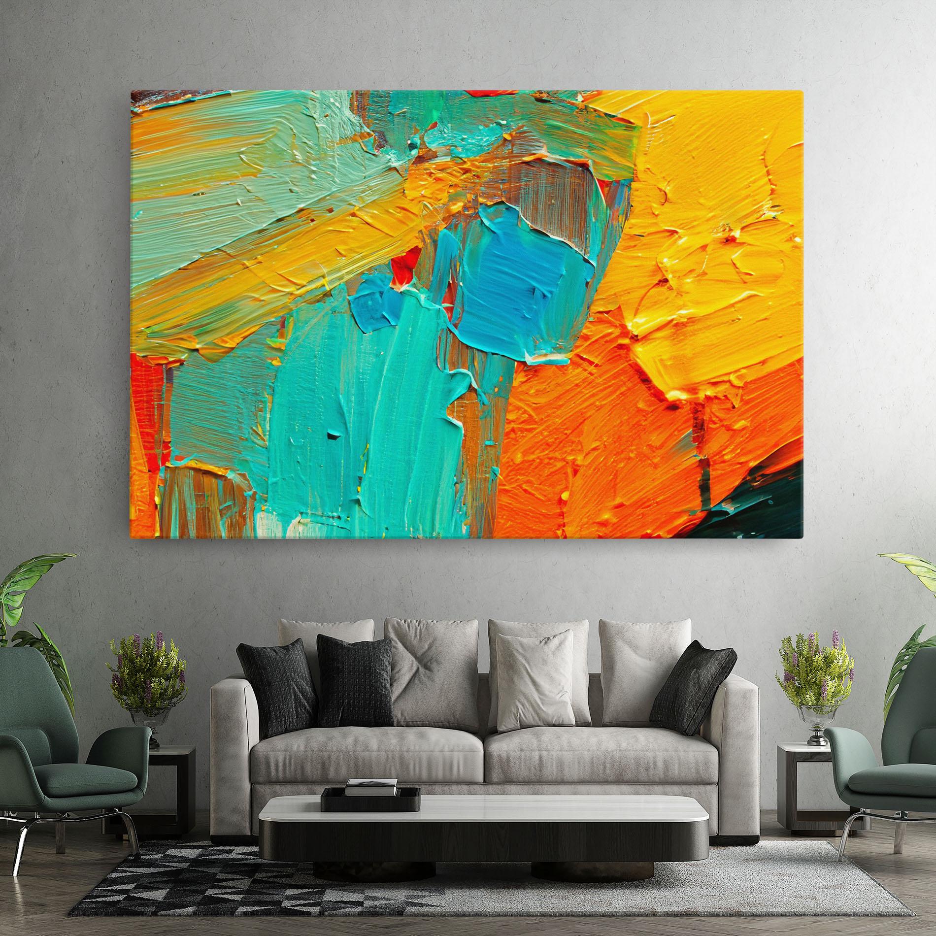 Tablou Canvas Orange Blue Painting mockup 7