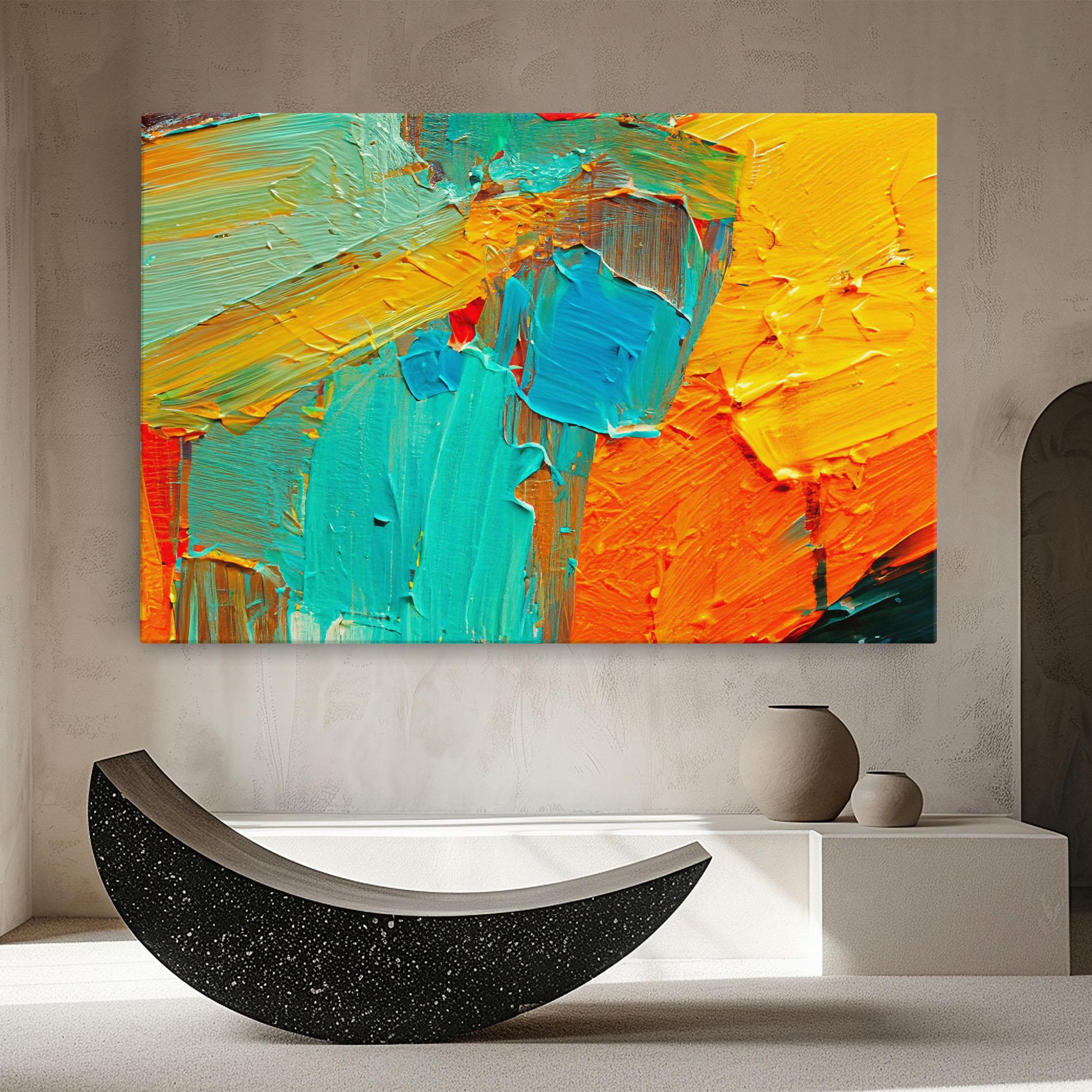 Tablou Canvas Orange Blue Painting mockup 8